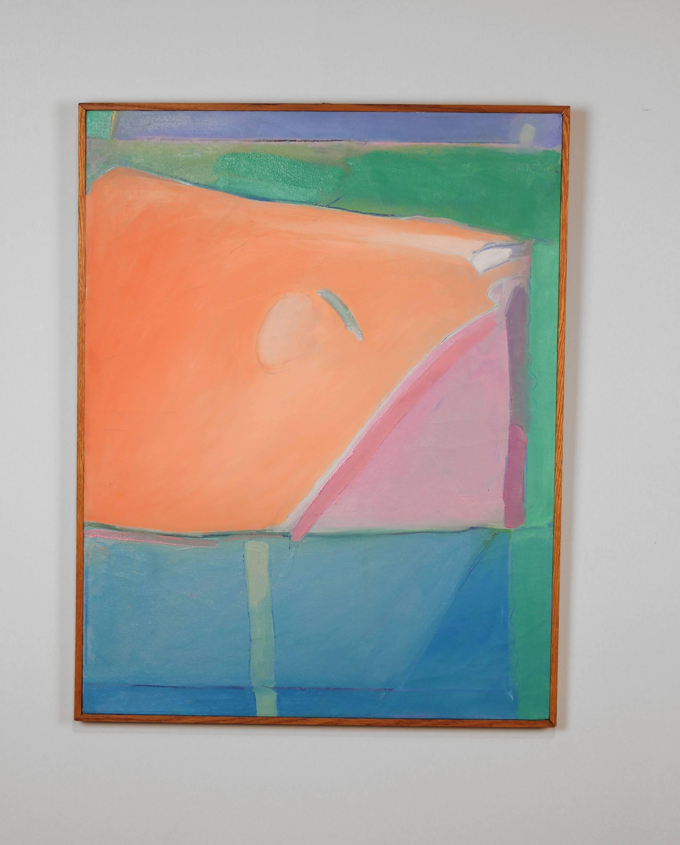 1980s Richard Diebenkorn Style Abstract Expressionism Painting In Excellent Condition For Sale In Dallas, TX