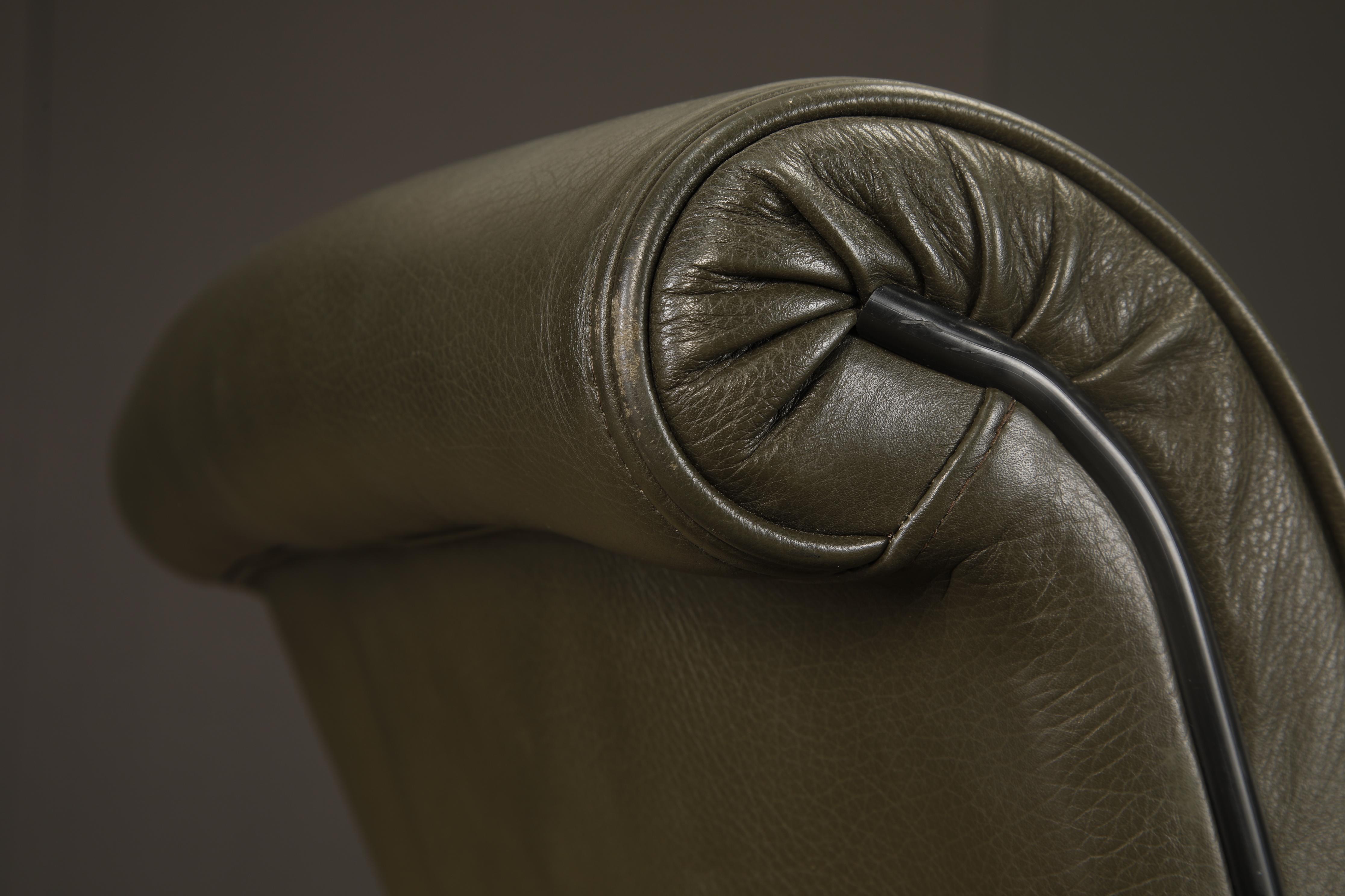 Años 80 Richard Sapper para Knoll Sillón de dirección en piel verde oscuro en venta 9