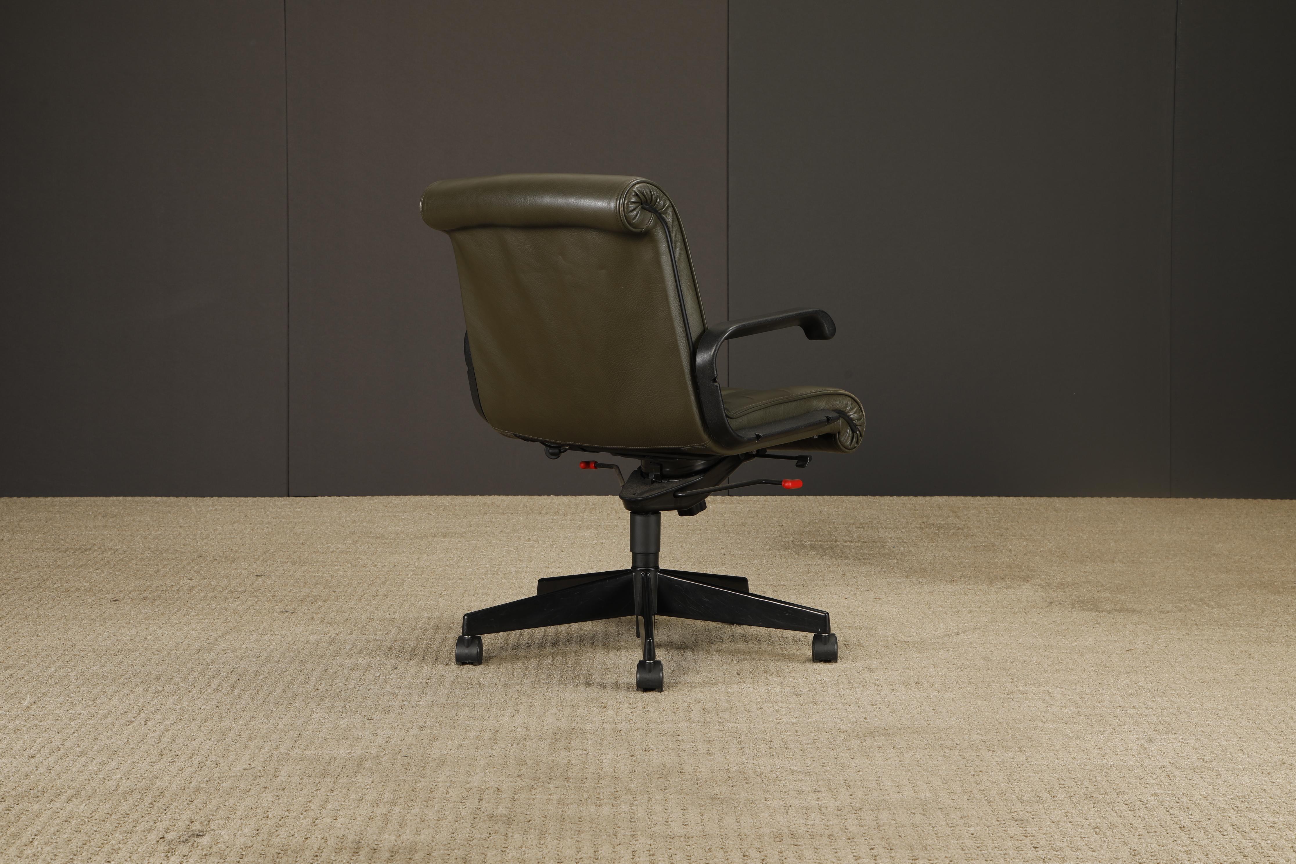 Años 80 Richard Sapper para Knoll Sillón de dirección en piel verde oscuro en Bueno estado para la venta en Los Angeles, CA
