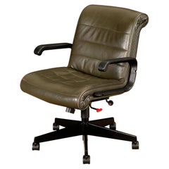 Años 80 Richard Sapper para Knoll Sillón de dirección en piel verde oscuro