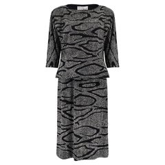1980s Ricki Lang Black Skirt Suit with Silver Encrusted Glitter (tailleur jupe noir avec paillettes incrustées d'argent)