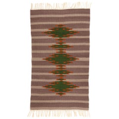 1980's Rio Grande Banded Blanket Rug with Southwest Modern Style by Tierra Wools