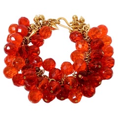 Robert Lee Morris, bracelet de perles orange en laiton plaqué or, années 1980