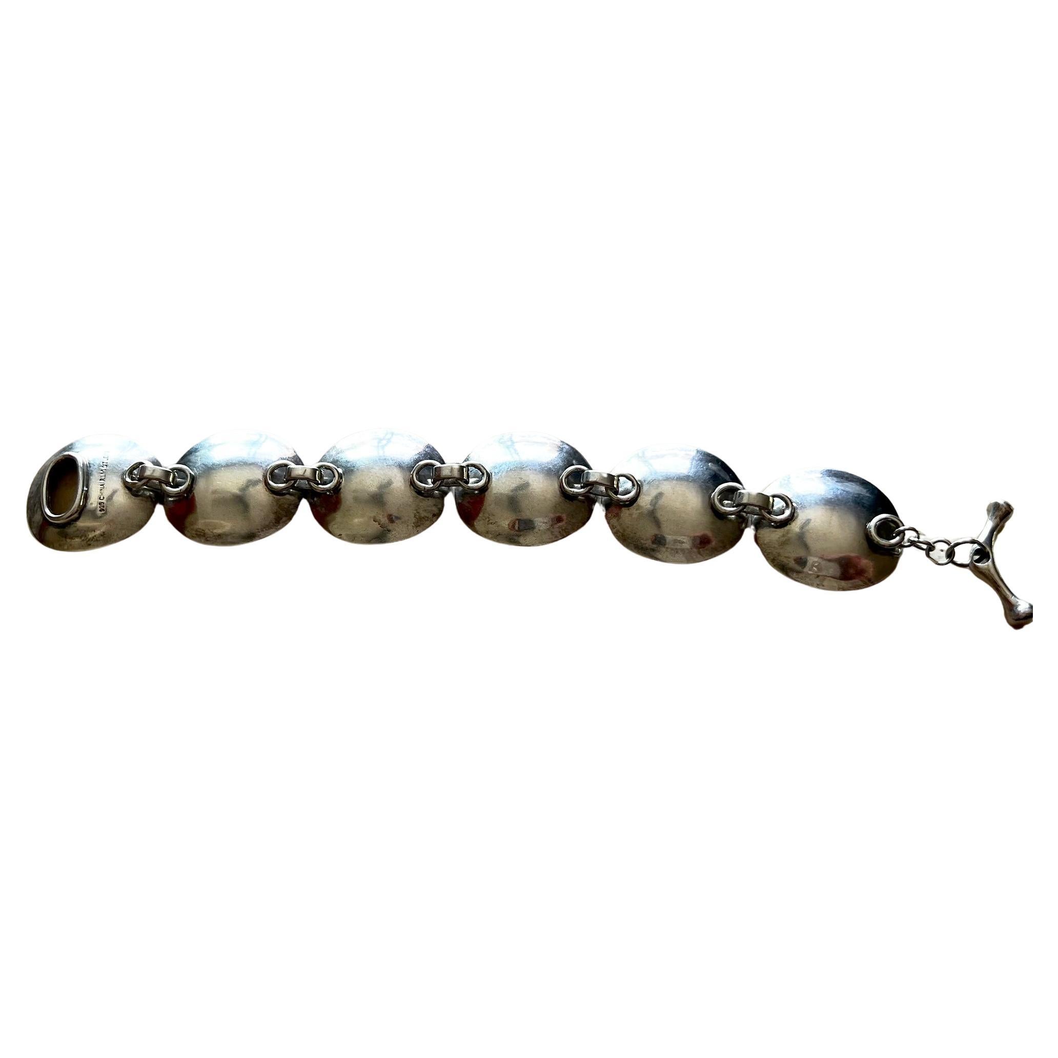 1980s Robert Lee Morris Sterling Silver Concave Disc Bracelet In Good Condition For Sale In Palm Springs, CA