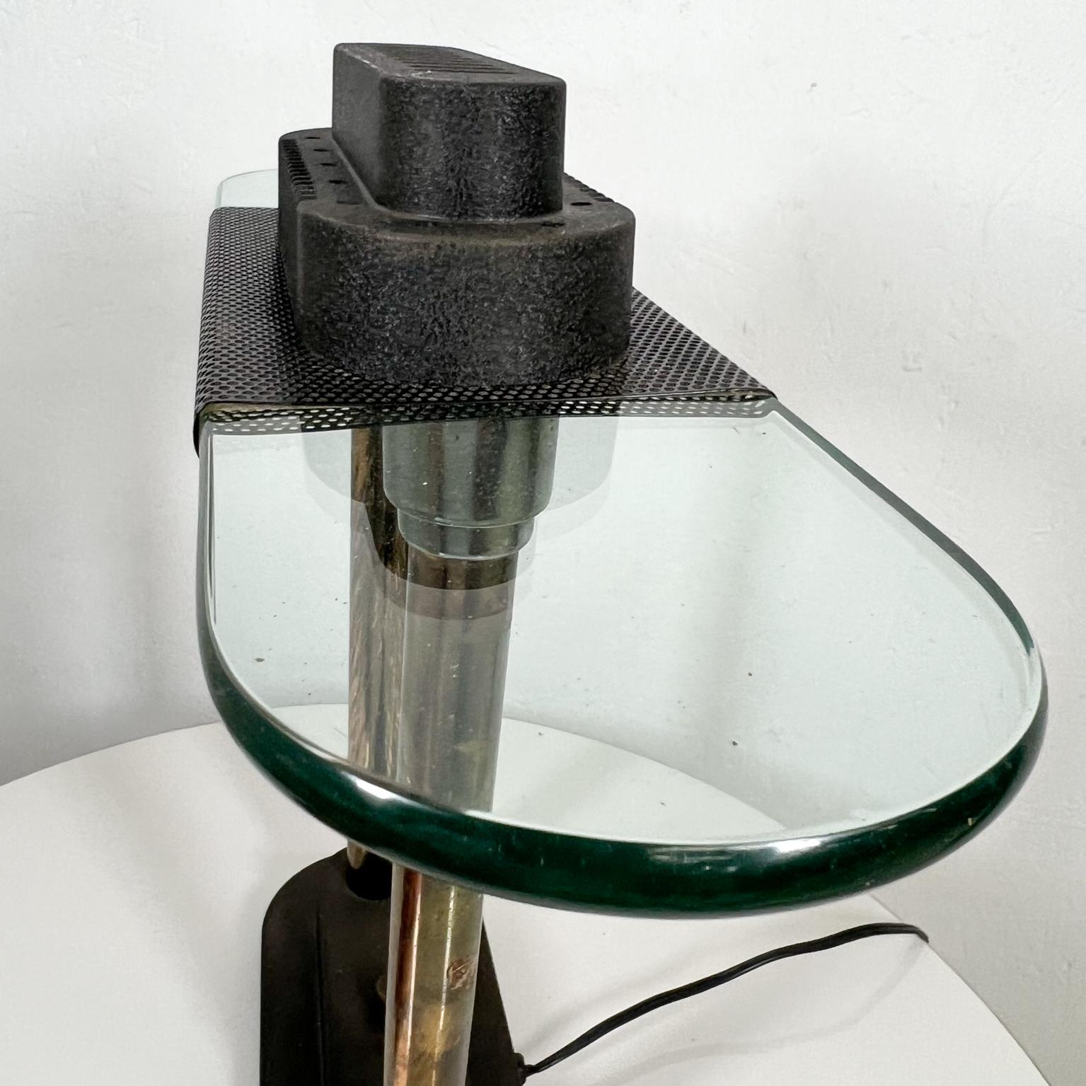 Late 20th Century 1980s Robert Sonneman Bankers Brass and Glass Desk Lamp for George Kovacs