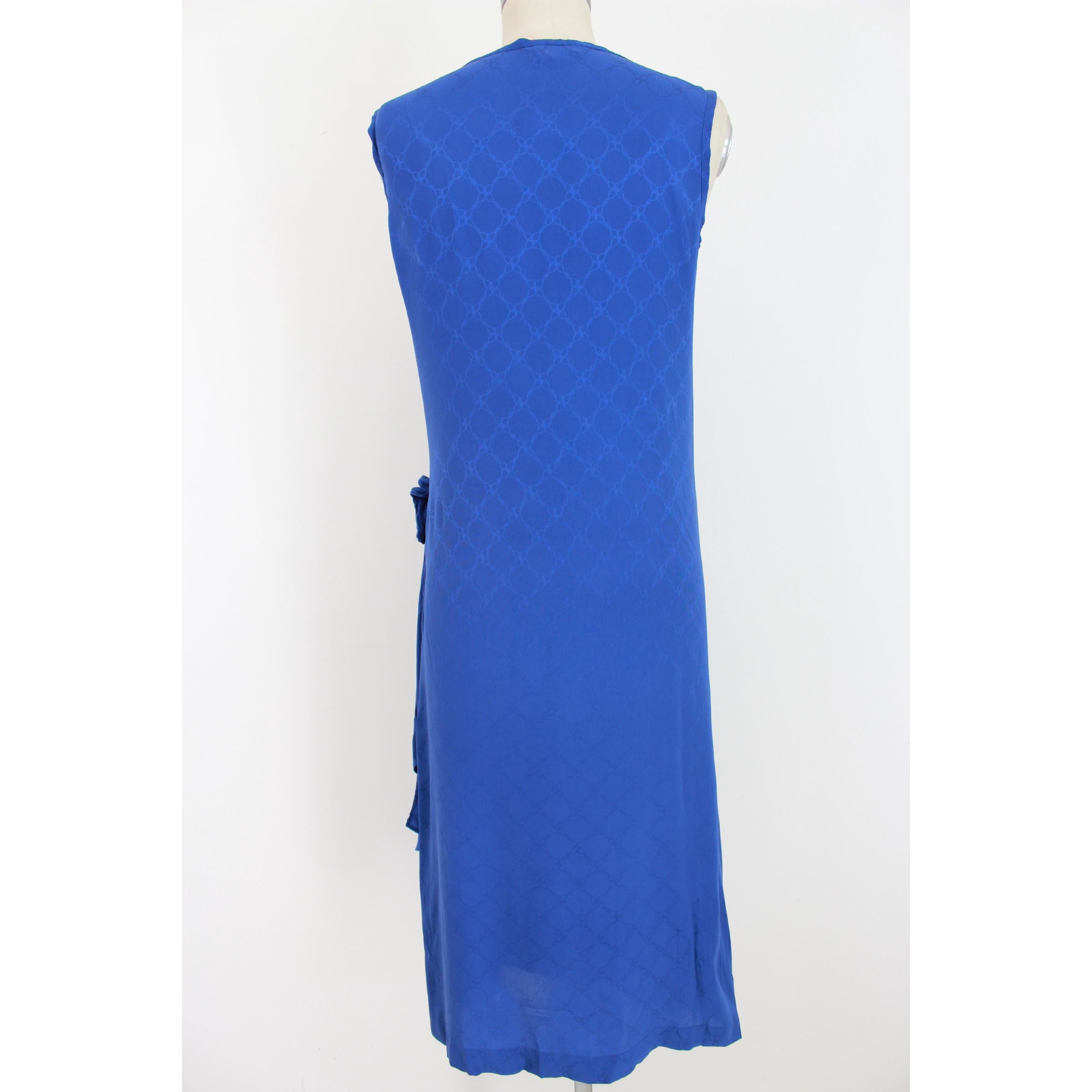 1980s Roberta Di Camerino Blue Silk Long Sheath Dress Wallet Skirt In Excellent Condition In Brindisi, Bt