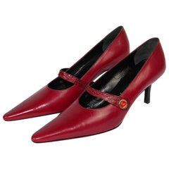1980s Roberta Di Camerino Red Leather Pumps Heels Shoes NWT