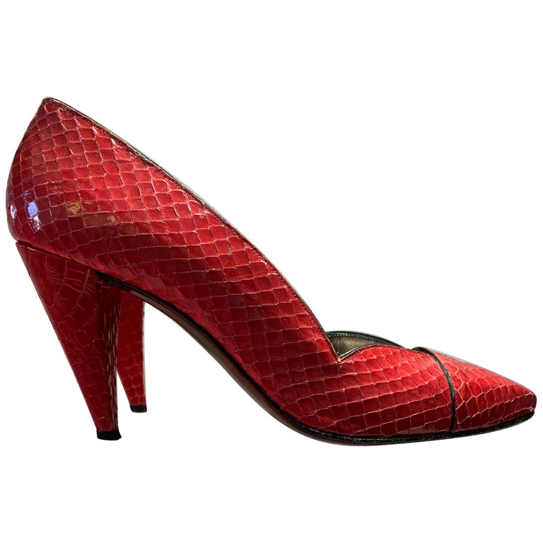 fitted lace wedding dress Dior Red Snakeskin Zipper Heels  Treasures of NYC