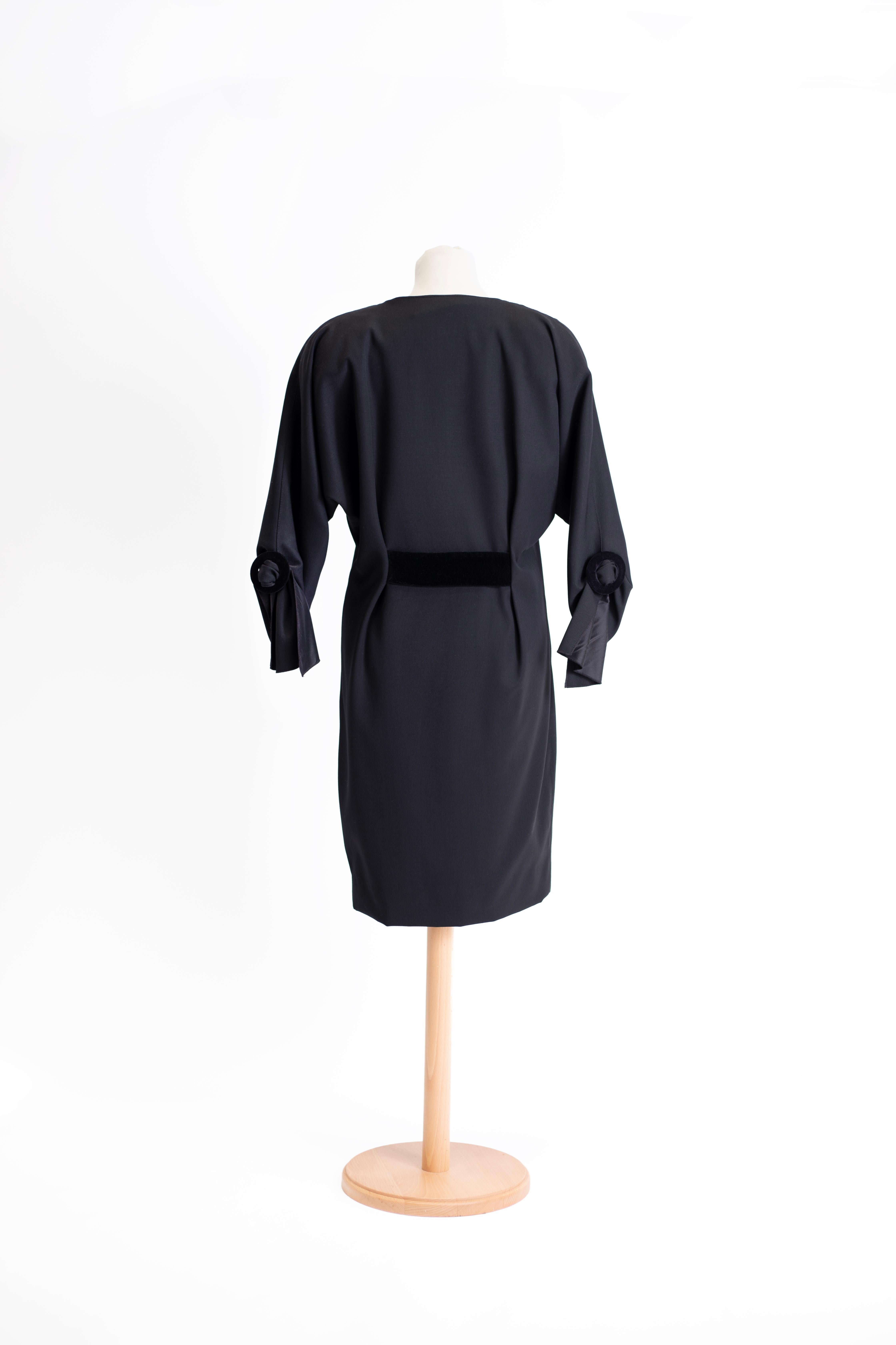 1980s Rocco Barocco gabardine dress In Excellent Condition For Sale In Milano, IT