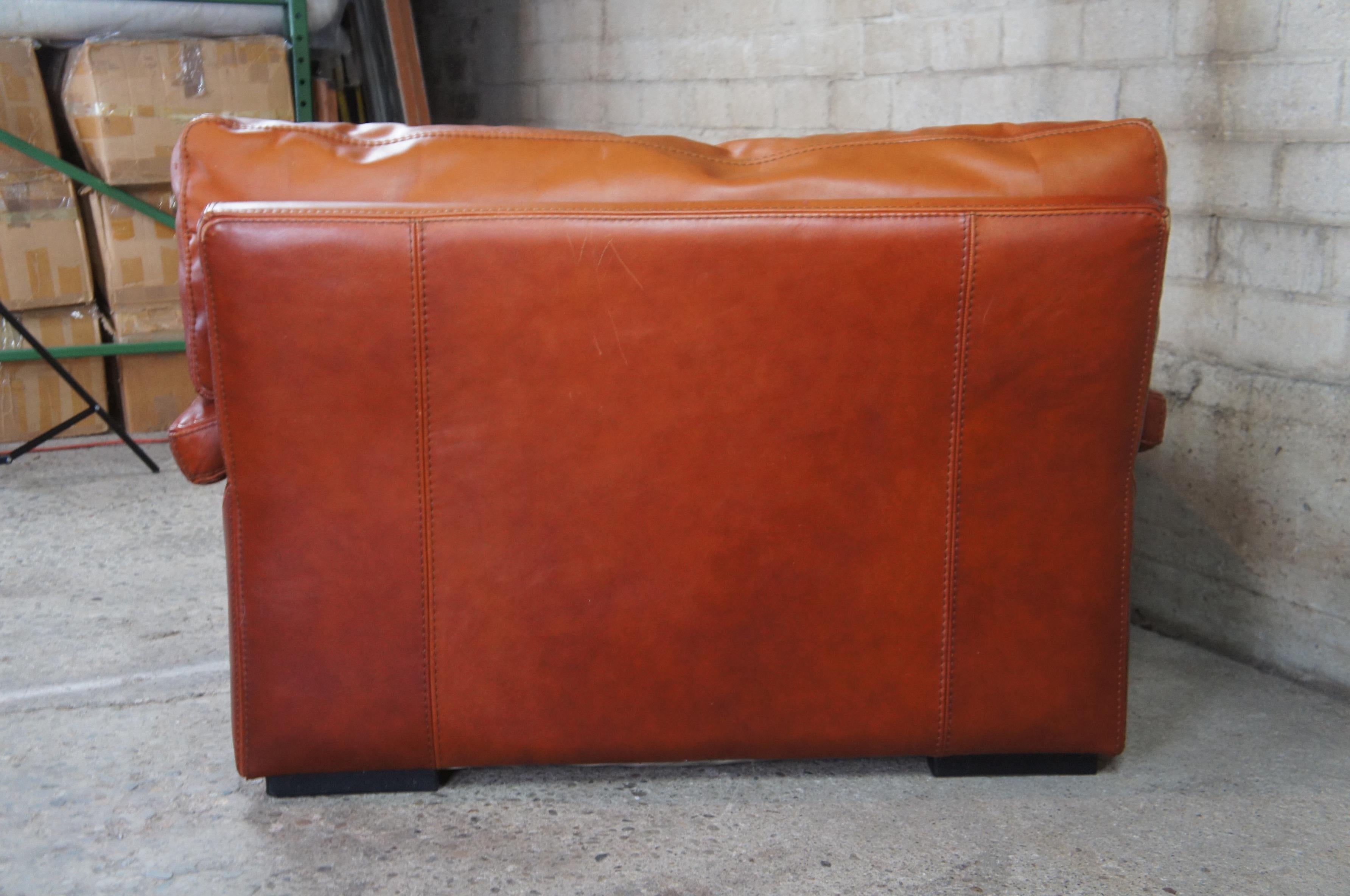 Late 20th Century 1980s Roche Bobois Modern Burnt Orange Leather Club Lounge Arm Chair MCM