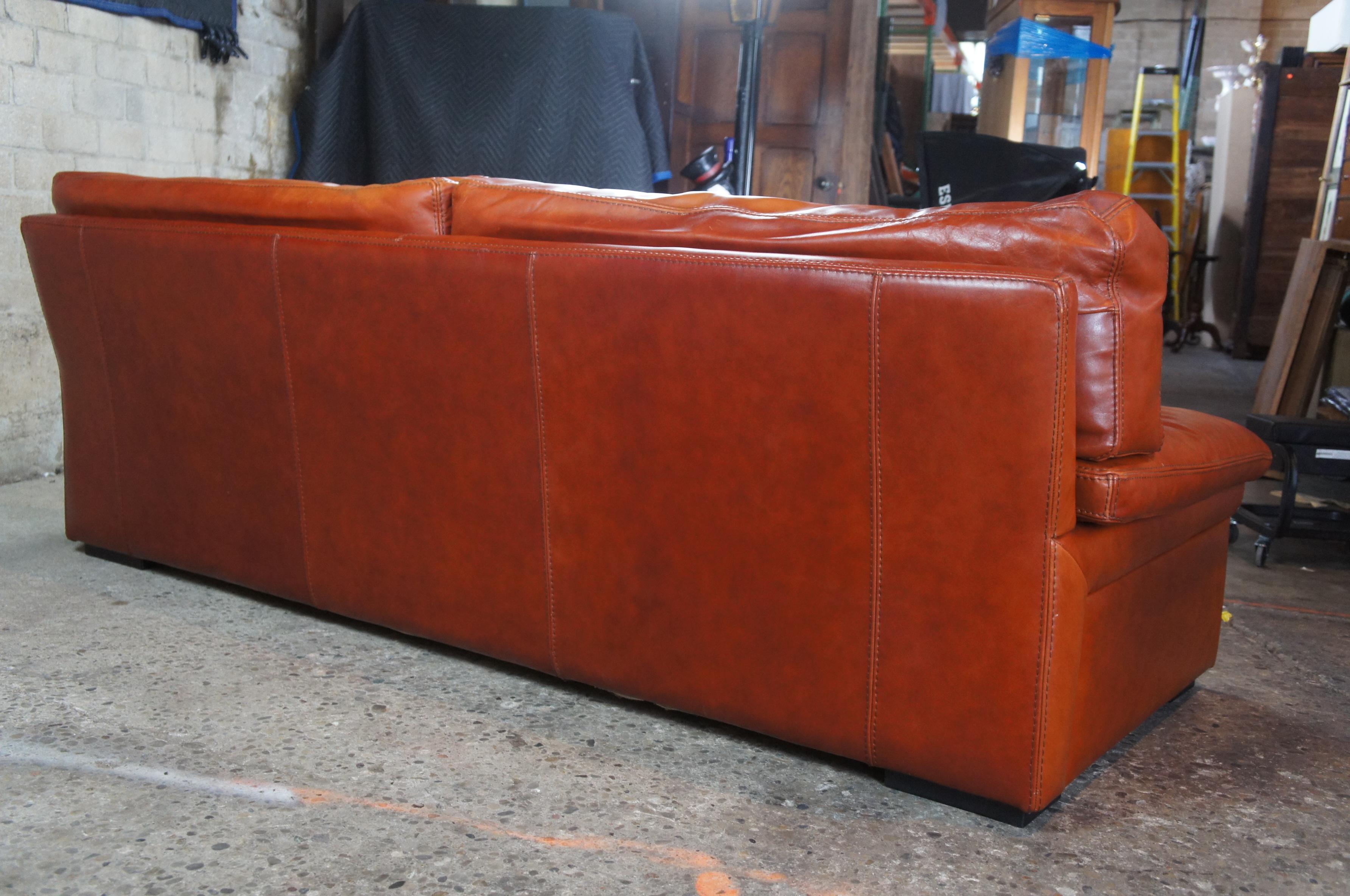 Late 20th Century 1980s Roche Bobois Modern Burnt Orange Leather Lounge Sofa Couch MCM