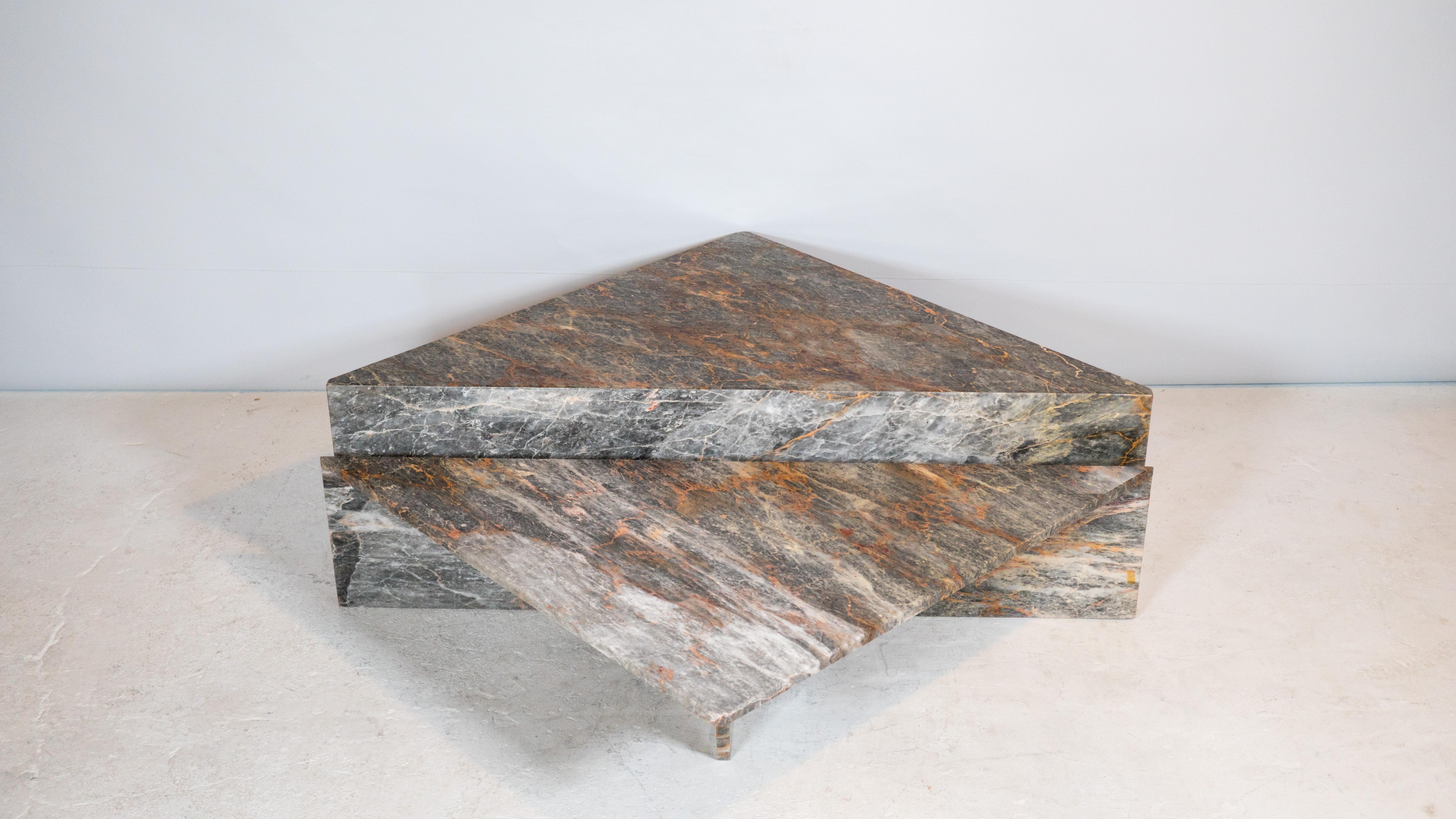 Late 20th Century 1980s Roche Bobois Sculptural Marble Coffee Table For Sale