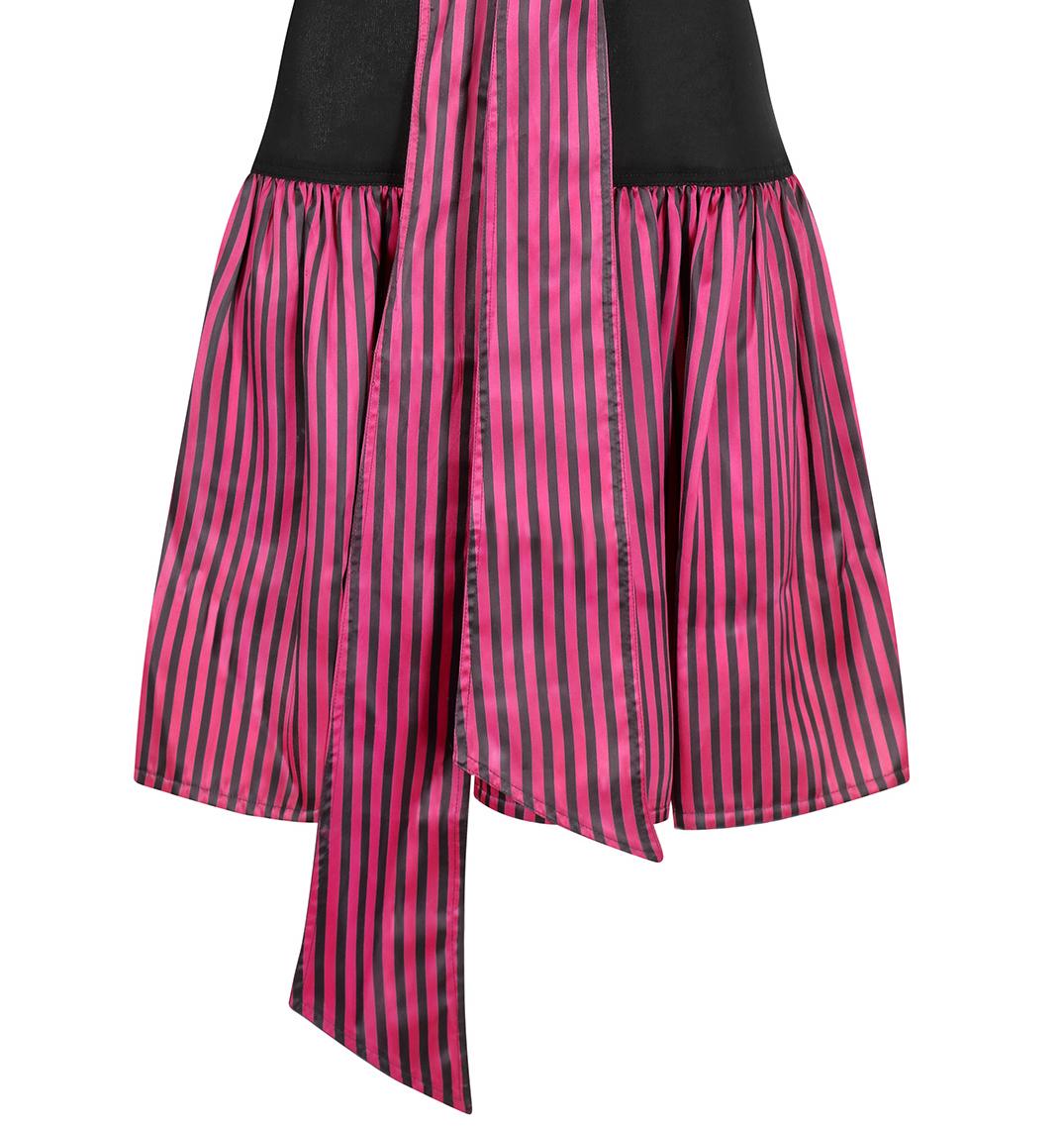 1980s Roland Klein Black Jersey and Striped Satin Dress 2