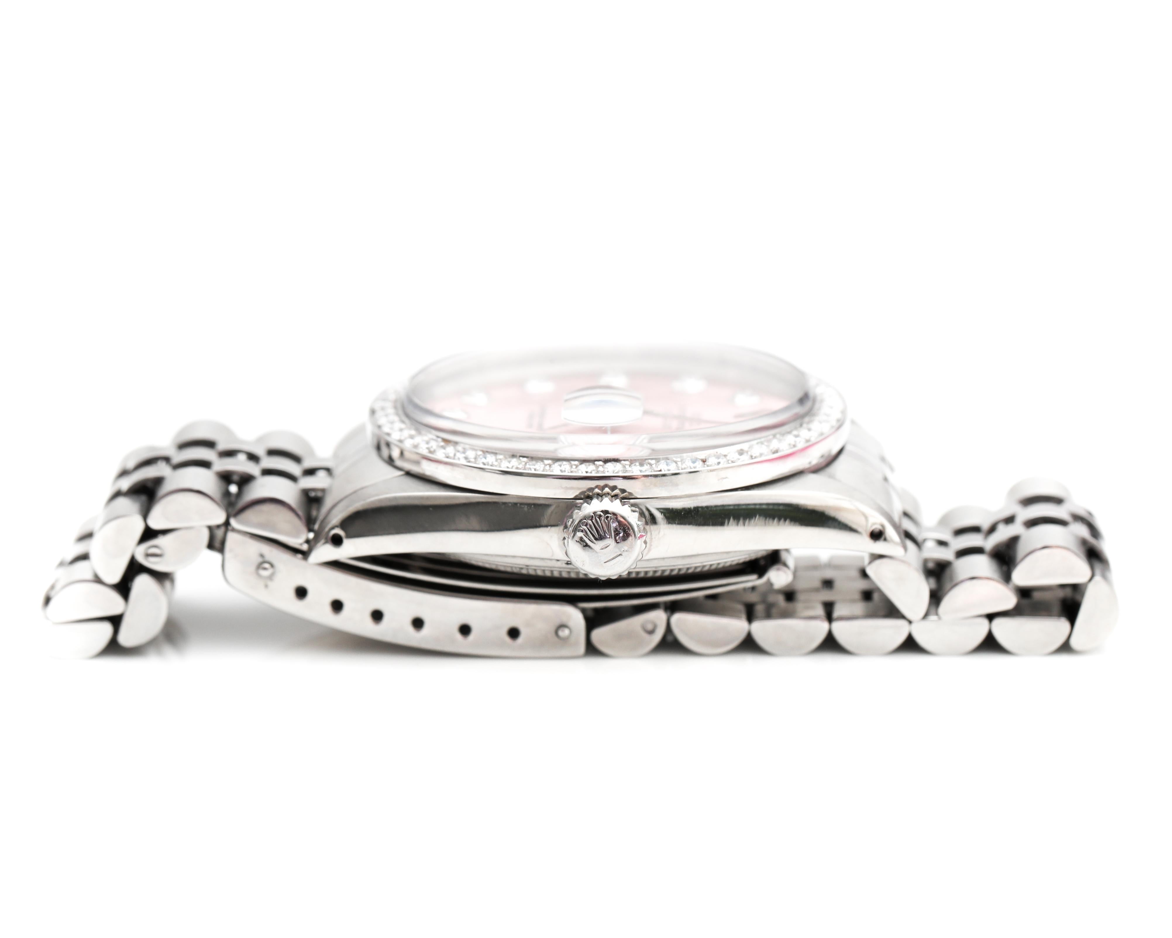 1980s Rolex Datejust with 2.5 Carat Custom Diamond Bezel and Dial 1