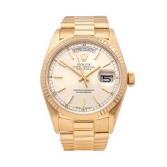 1980s Rolex Day-Date Yellow Gold 18038 Wristwatch