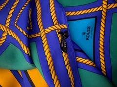 1980s Rolex Silk Vintage Scarf Silk Twill Nautical & Crown Motif