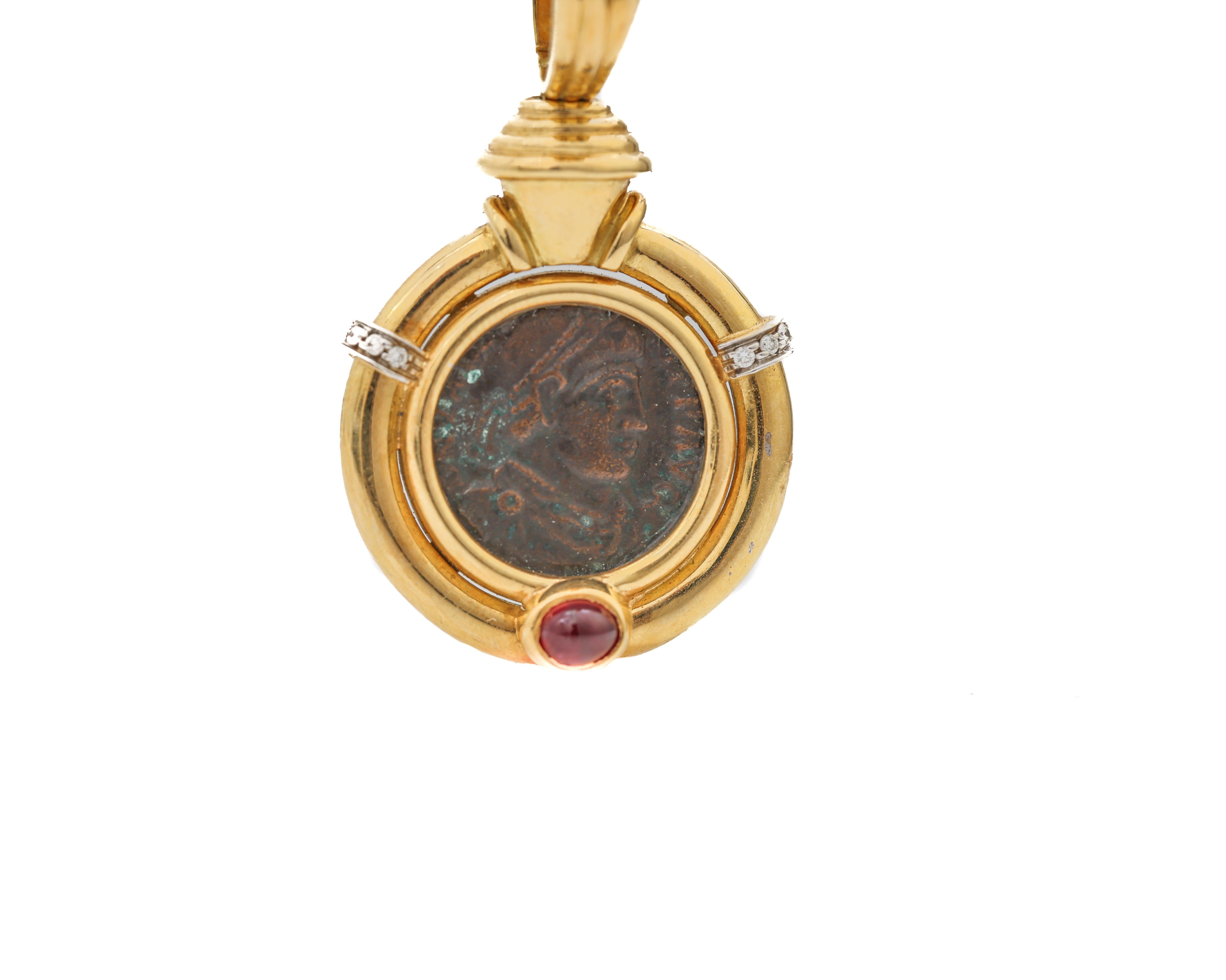1980er Jahre Römische Münze Anhänger aus 18 Karat Gold (Rundschliff)