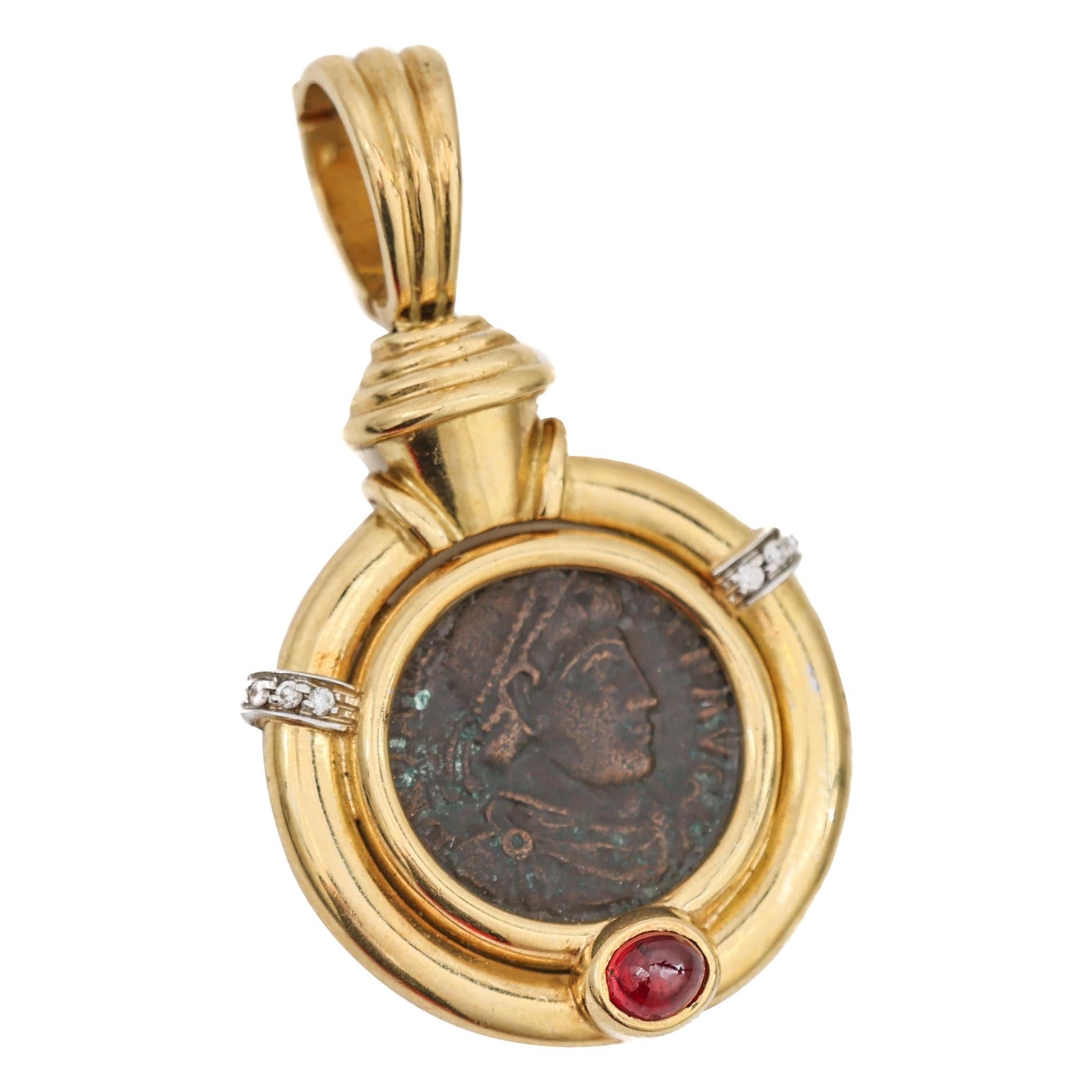 1980s Roman Coin Pendant in 18 Karat Gold