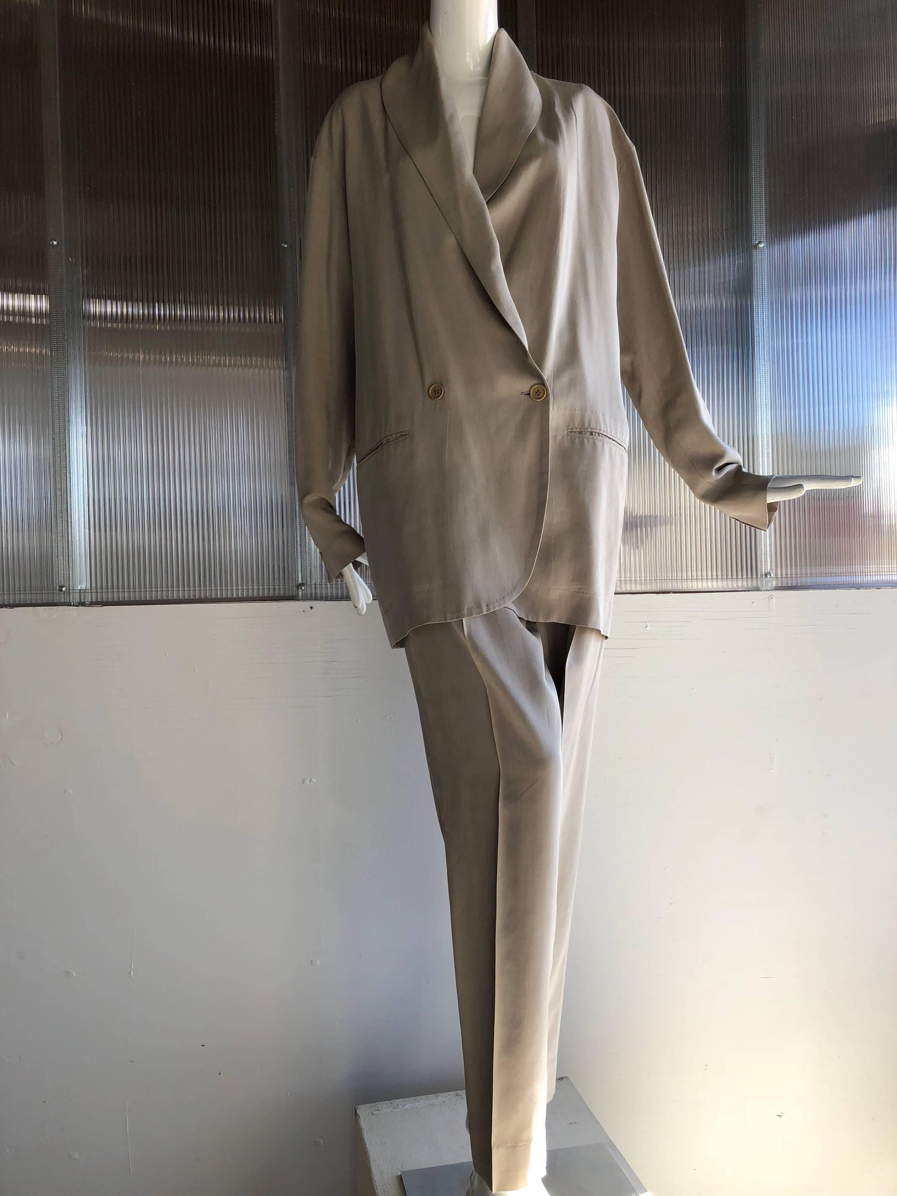 Women's 1980s Romeo Gigli Over-Sized-Fit Fluid and Lanky 2-Piece Menswear-Inspired Suit
