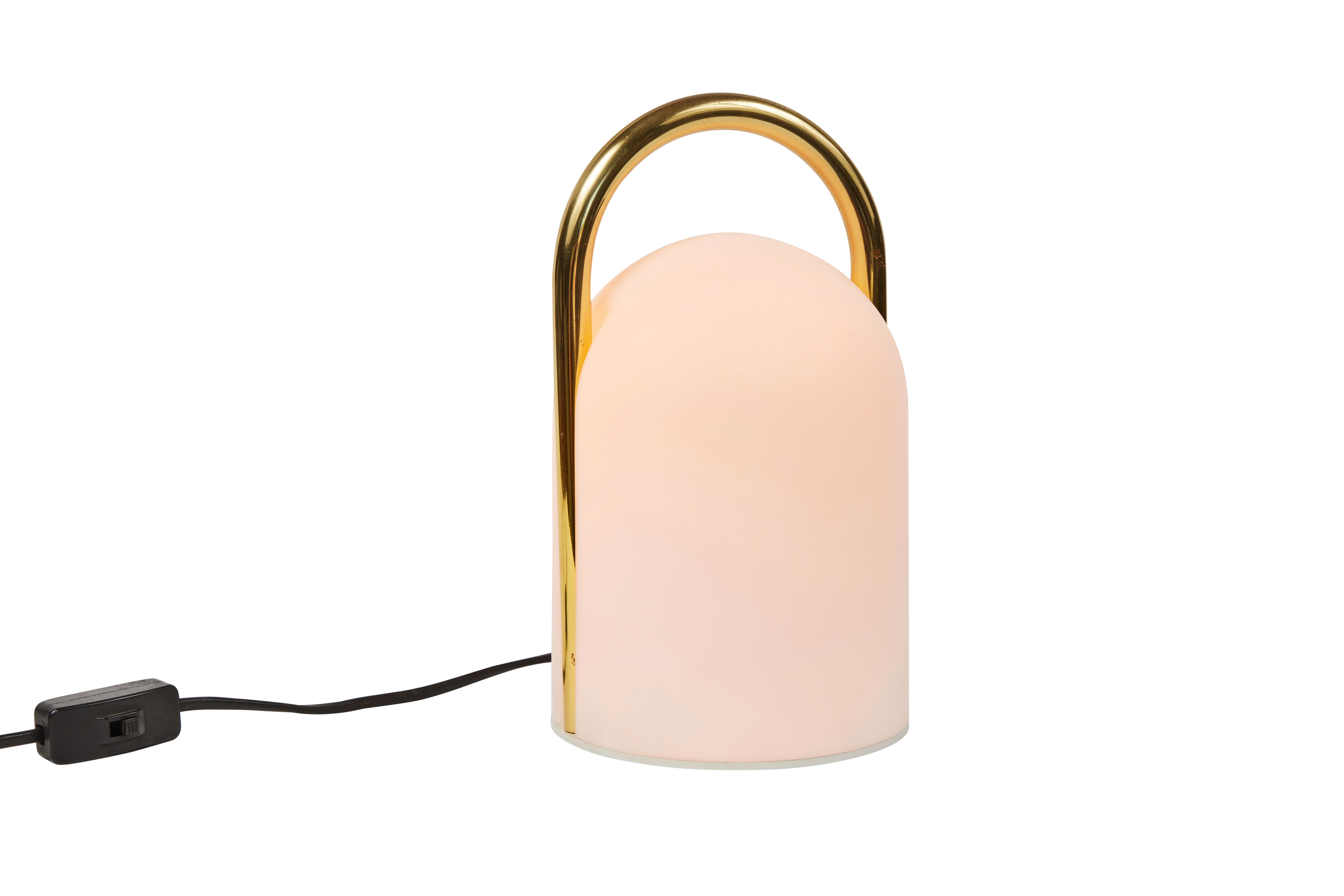 Mid-Century Modern 1980s Romolo Lanciani Brass and Glass 'Tender' Table Lamp for Tronconi