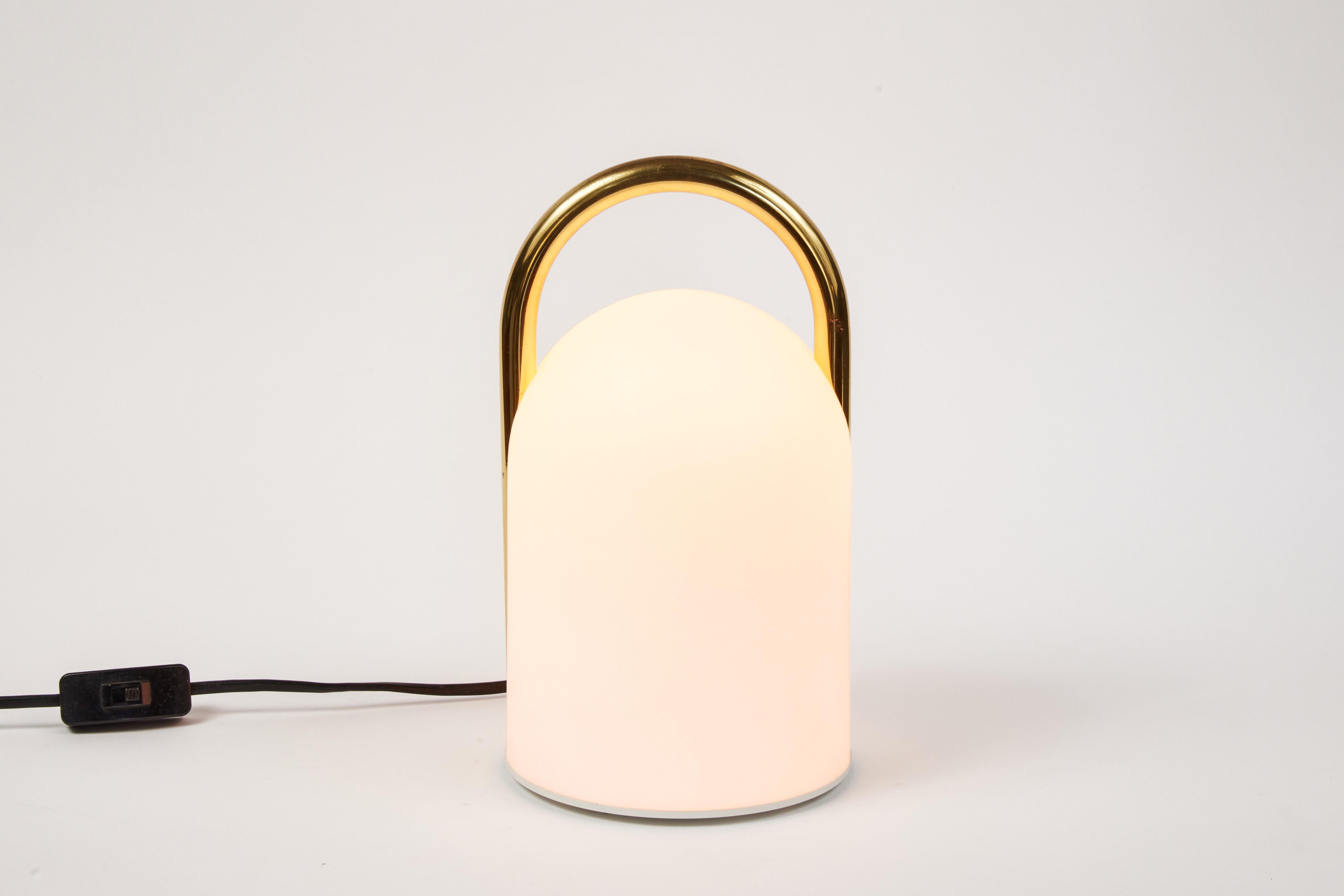 Italian 1980s Romolo Lanciani Brass and Glass 'Tender' Table Lamp for Tronconi
