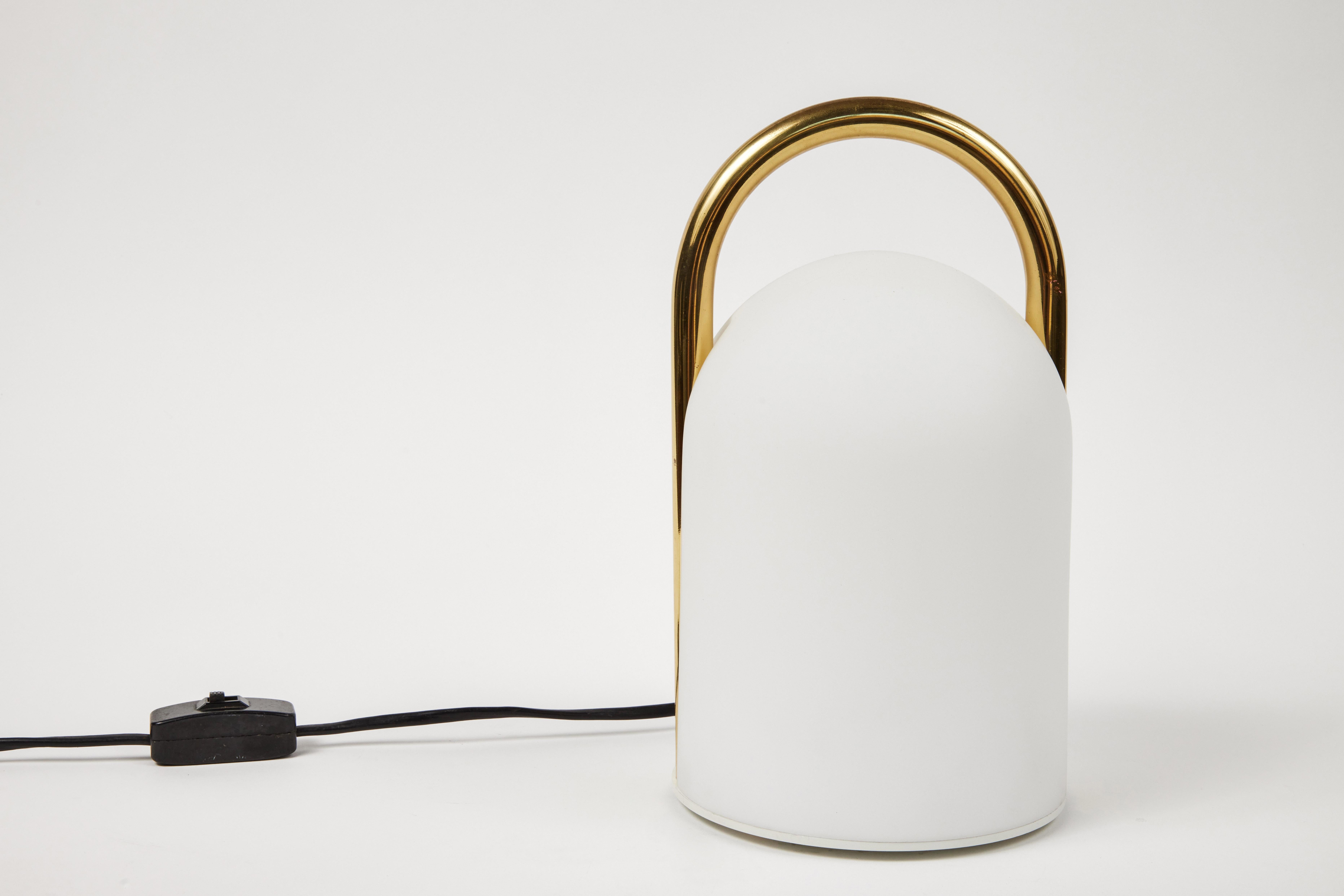 1980s Romolo Lanciani Brass and Glass 'Tender' Table Lamp for Tronconi 1