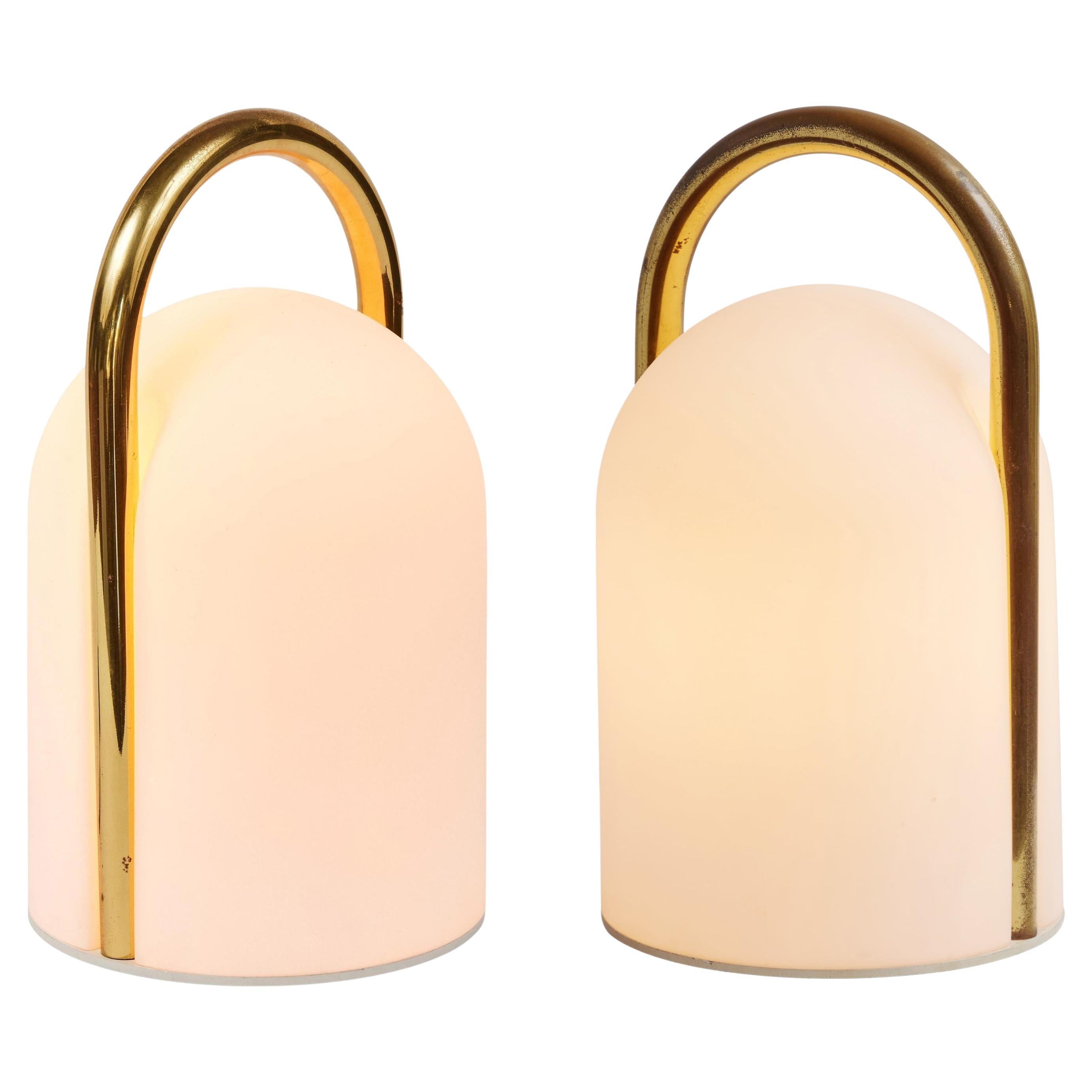 1980s Romolo Lanciani Brass and Glass 'Tender' Table Lamp for Tronconi