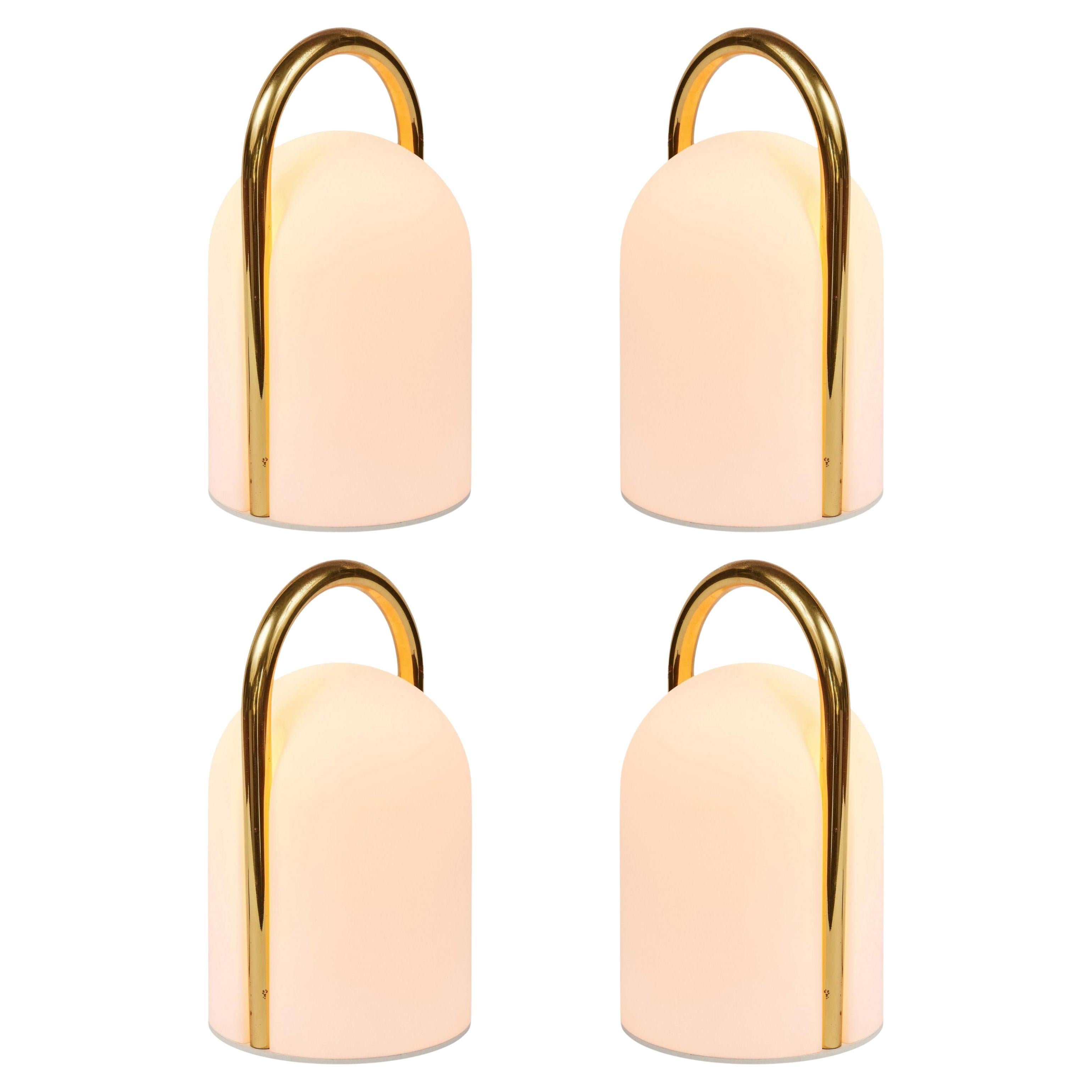 1980s Romolo Lanciani Brass and Glass 'Tender' Table Lamp for Tronconi