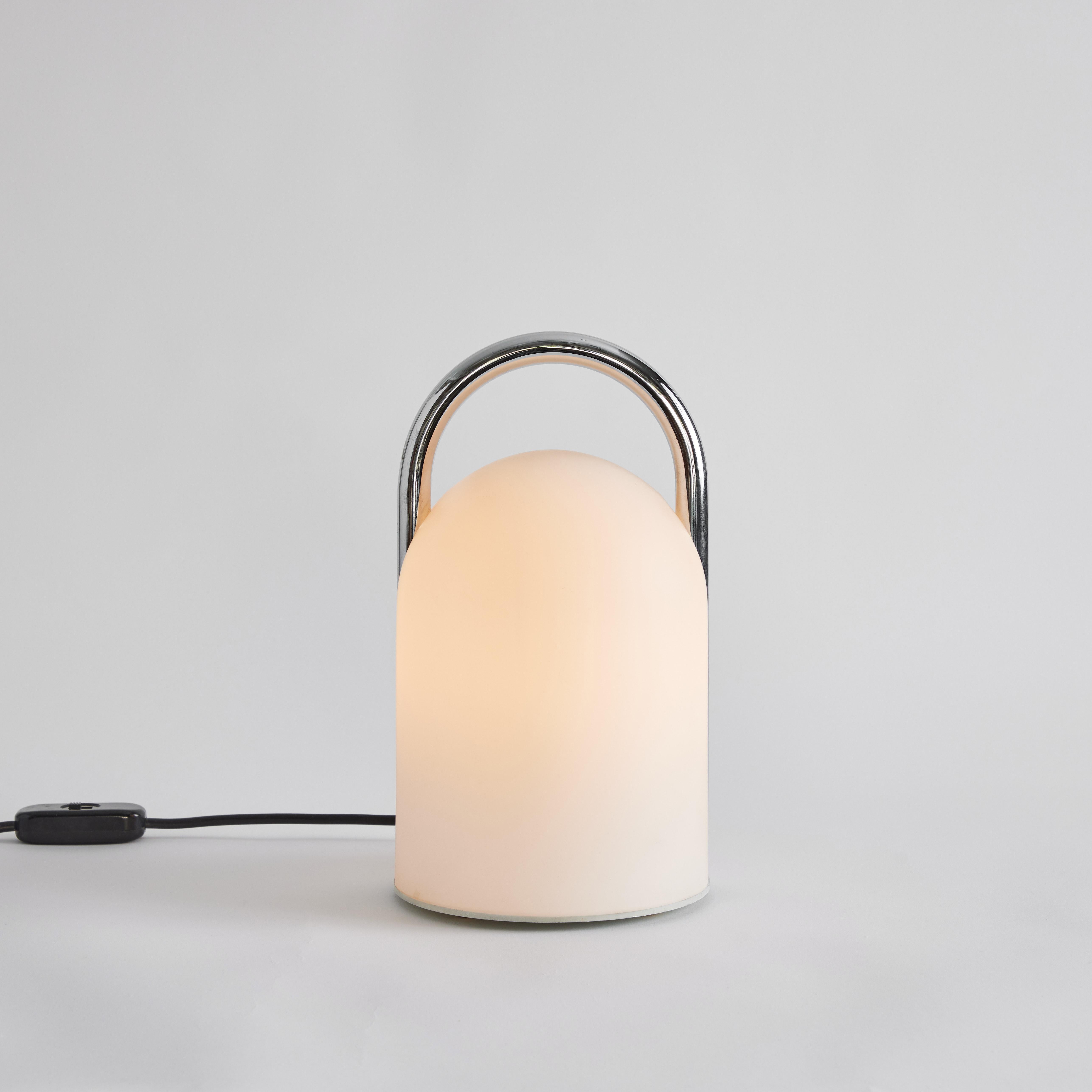 Mid-Century Modern 1980s Romolo Lanciani 'Tender' Chrome & Glass Table Lamp for Tronconi