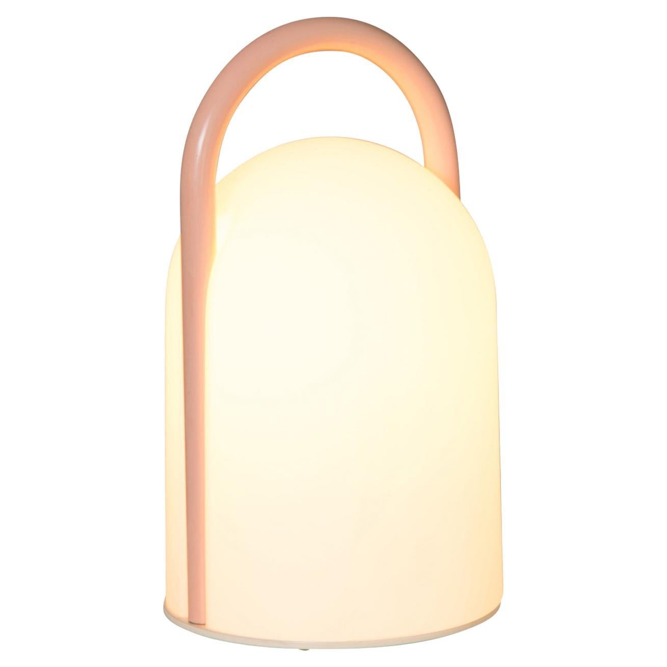 1980er Romolo Lanciani 'Tender' Zartrosa und Glas Tischlampe für Tronconi