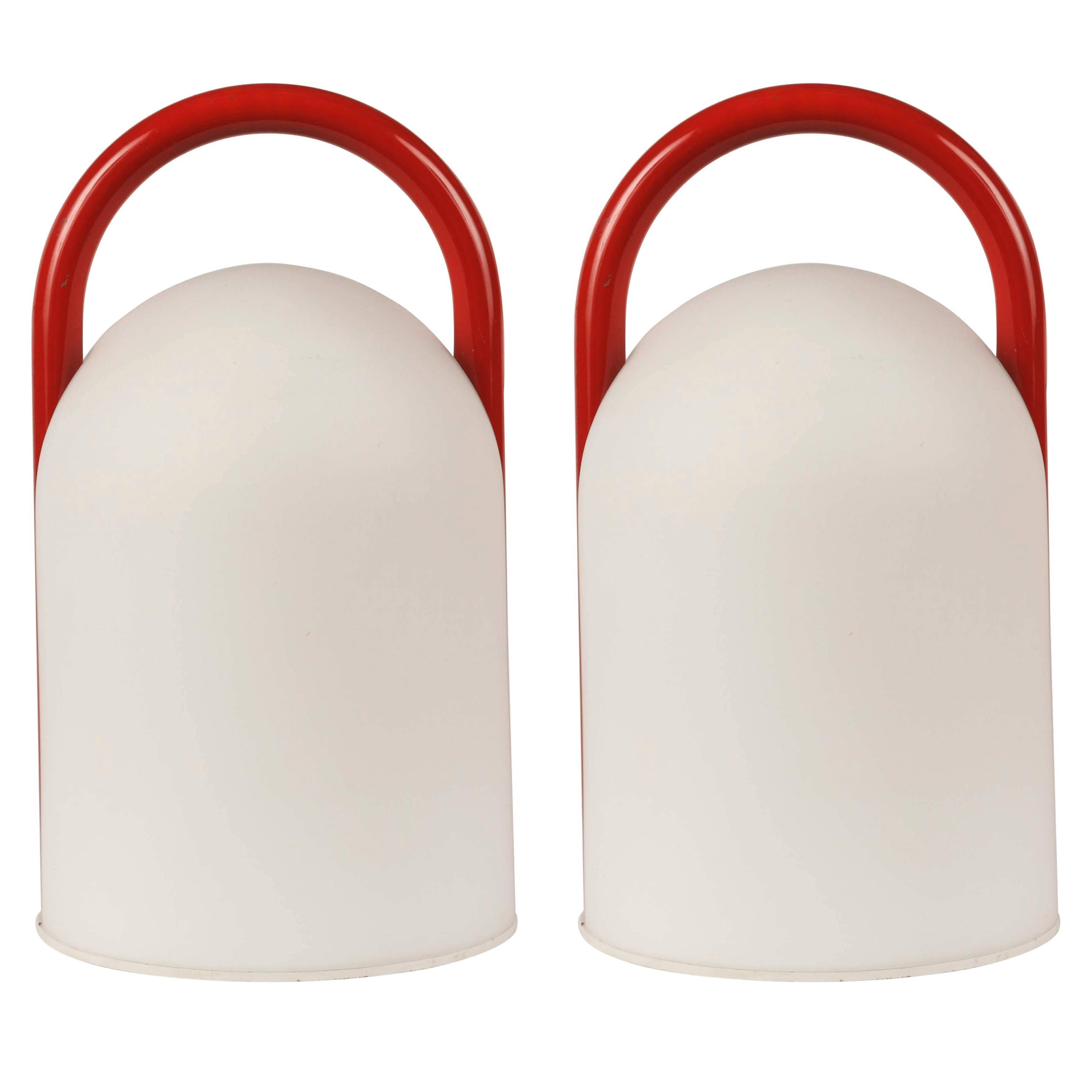 1980er Romolo Lanciani 'Tender'-Tischlampe aus Glas für Tronconi in Rot (Italienisch) im Angebot