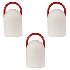 Lampada da tavolo in vetro 'Tender' di Romolo Lanciani degli anni '80 per Tronconi in rosso