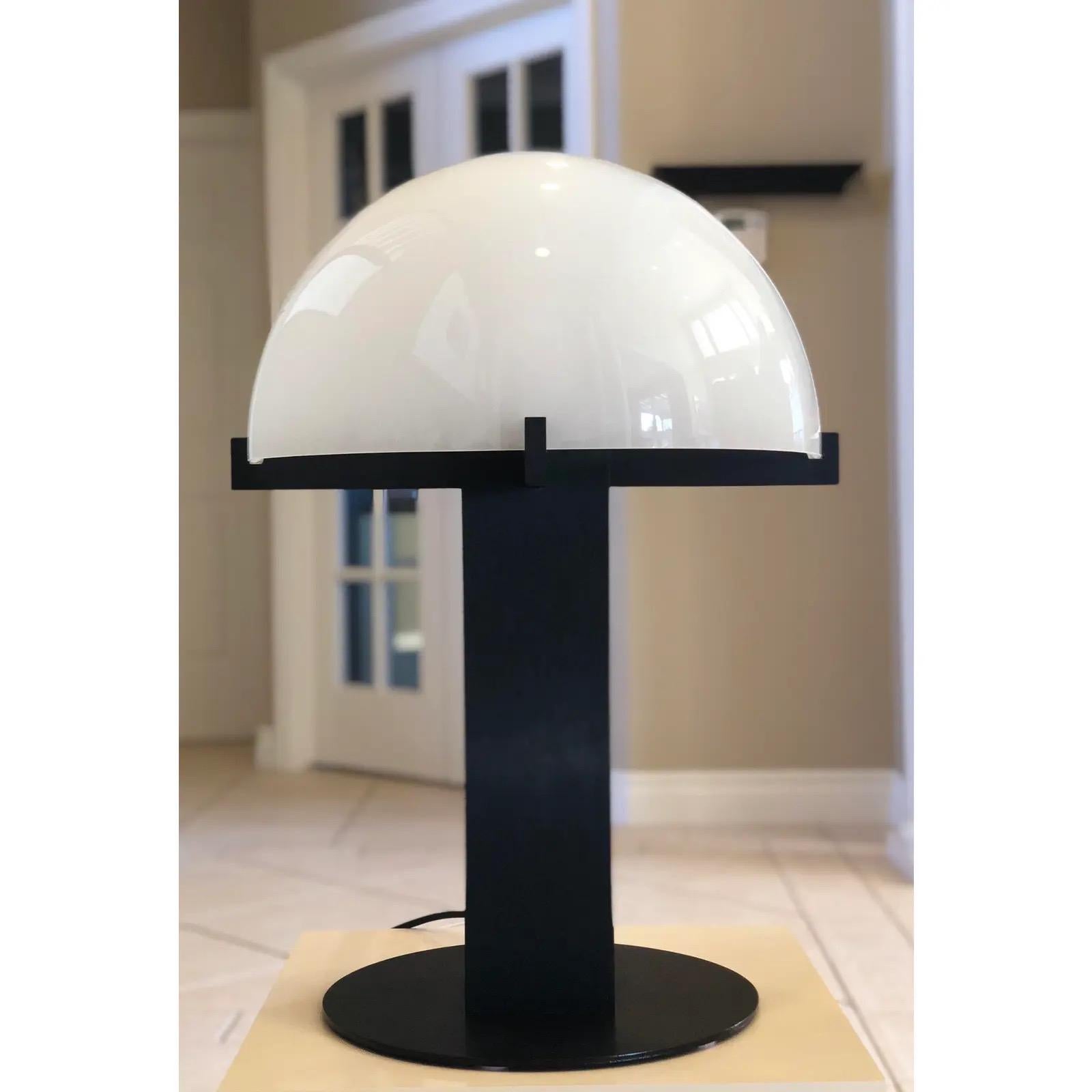 Late 20th Century 1980s Ron Rezek Brushed Metal Sculptural Dome Table Lamp