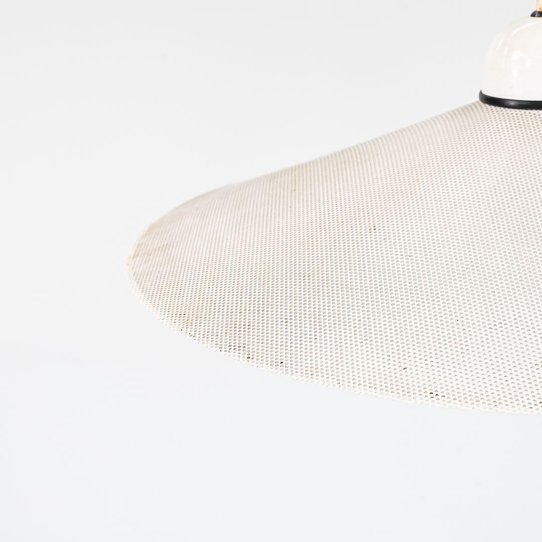 Americano Lampada a sospensione in metallo traforato degli anni '80 di Ron Rezek Lighting, in bianco in vendita