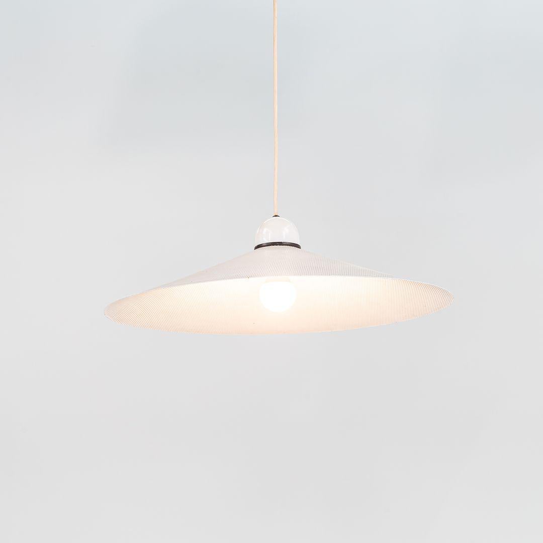 Fine XX secolo Lampada a sospensione in metallo traforato degli anni '80 di Ron Rezek Lighting, in bianco in vendita