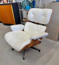 1980’s Rosewood and White Leather Herman Miller Eames Lounge Chairs