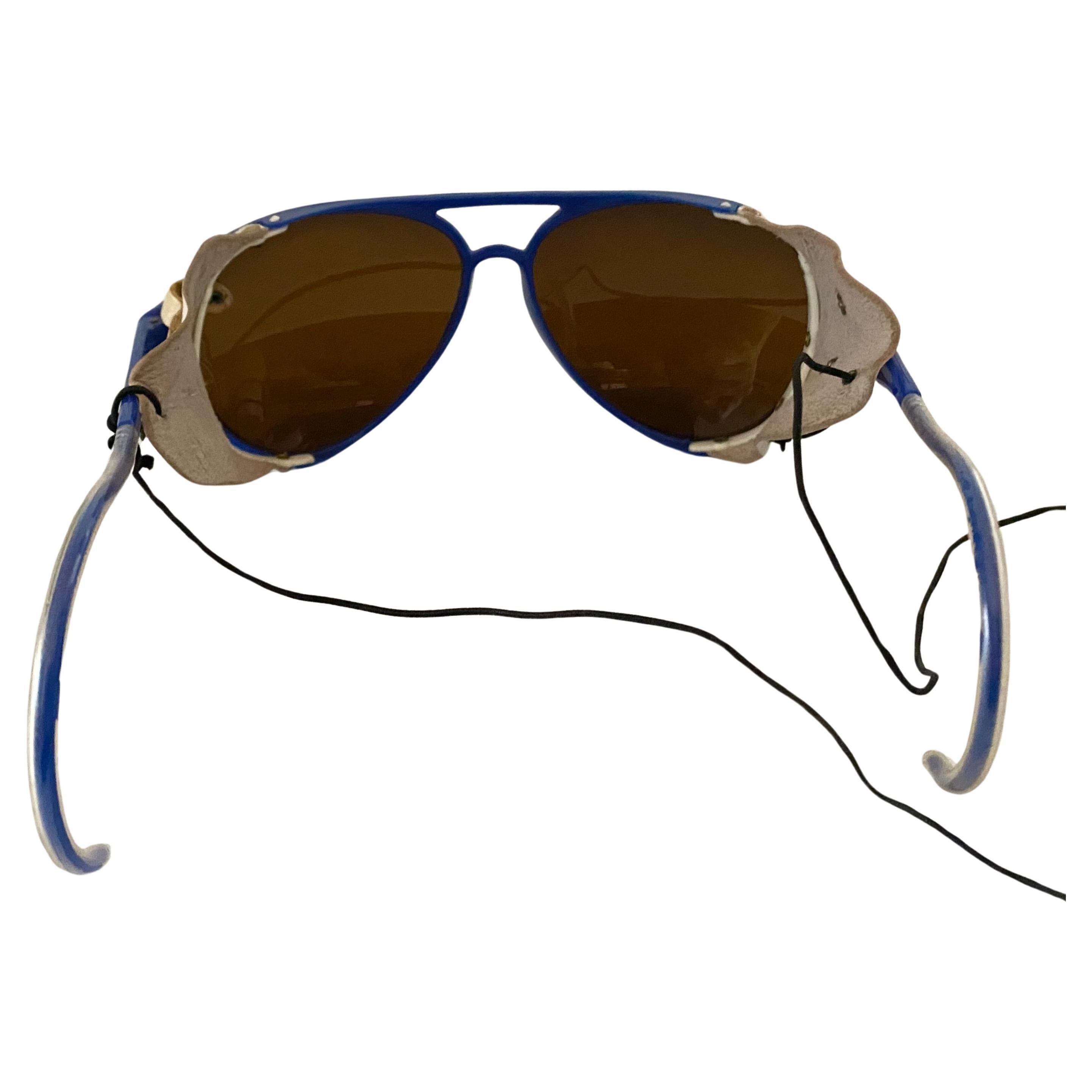 1980s Rossignol Blue Mirrored Aviator Sunglasses In Good Condition For Sale In London, GB