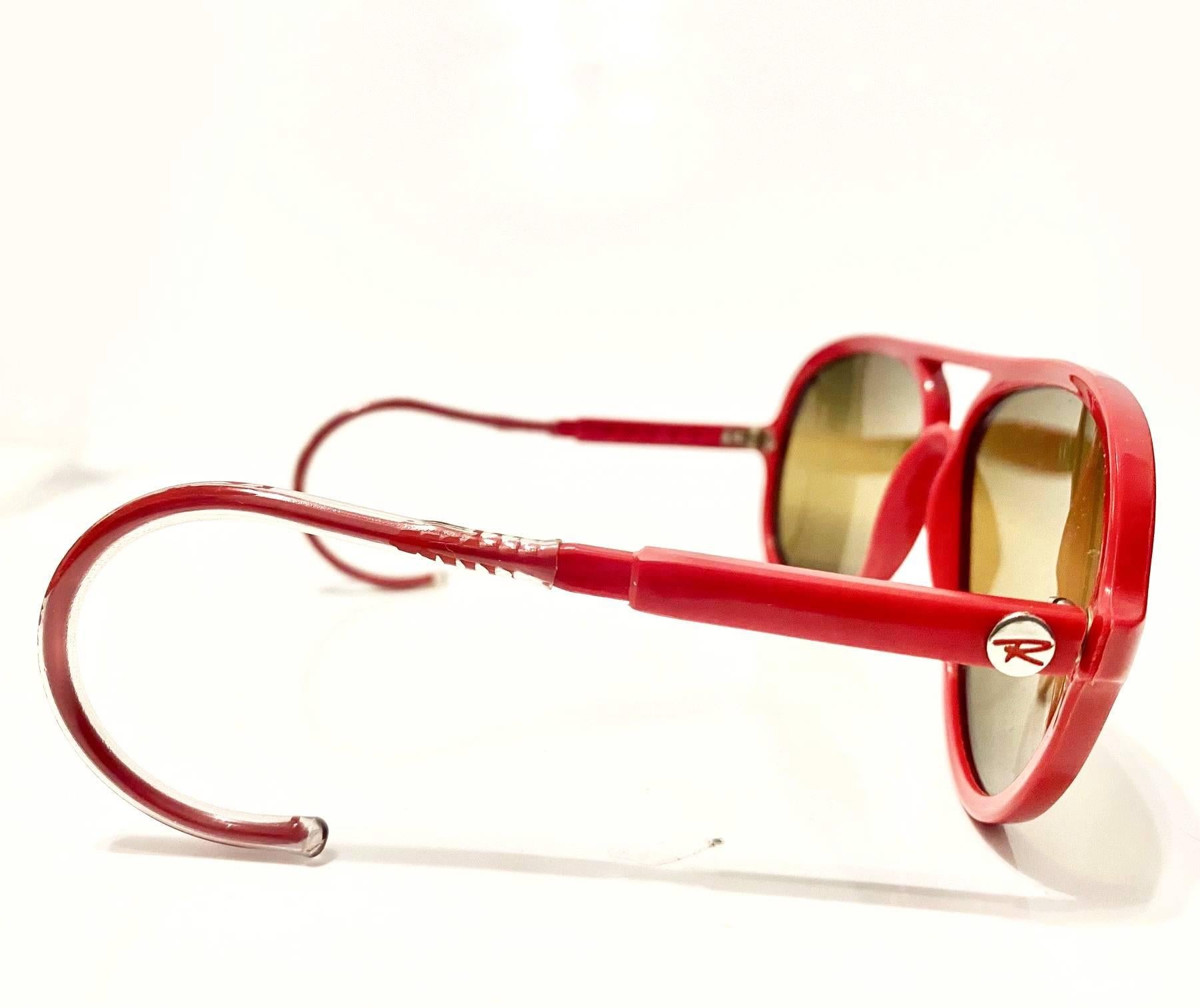  1980s Rossignol Mirrored Ski Red Adjustable Sunglasses 1