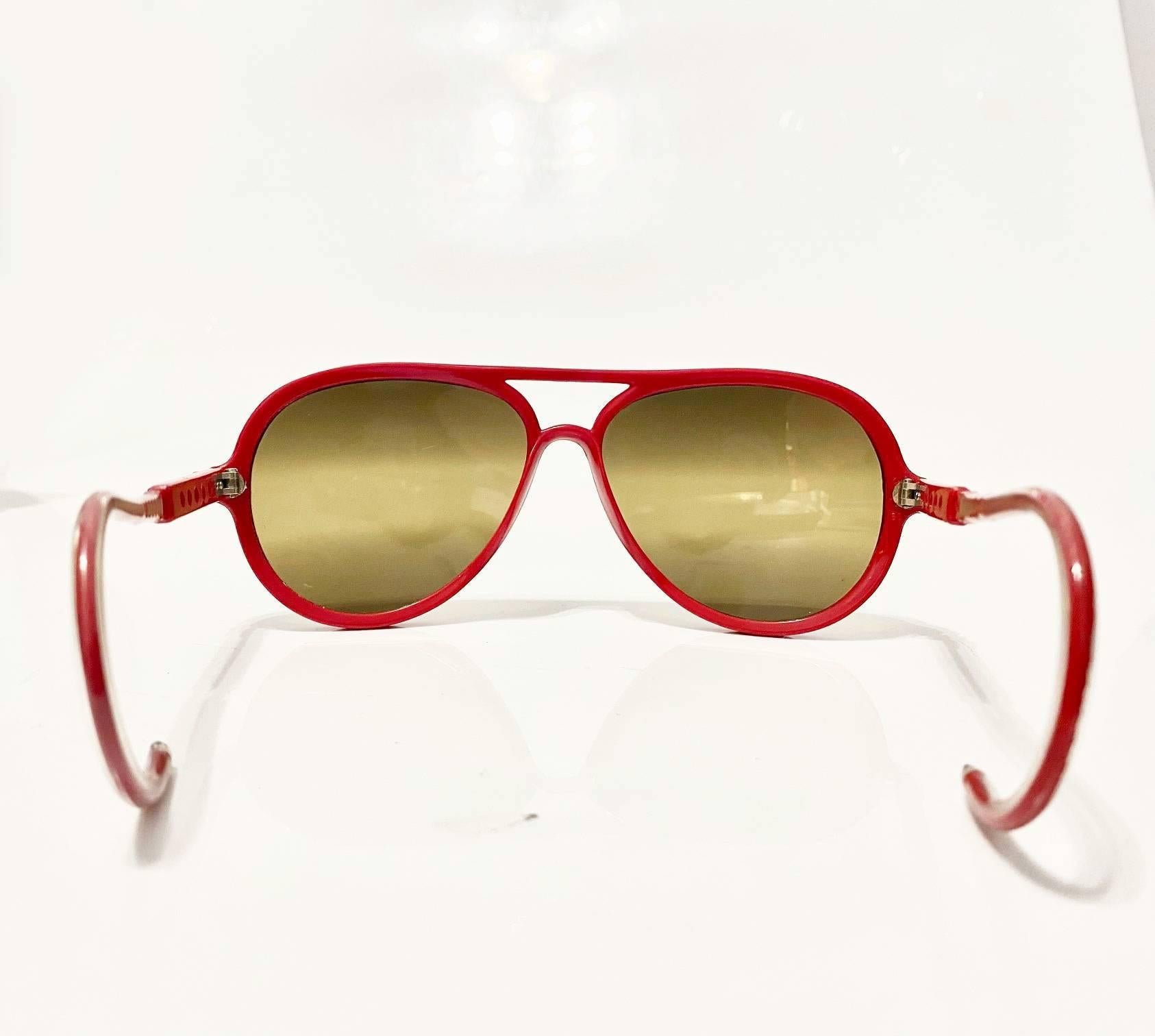  1980s Rossignol Mirrored Ski Red Adjustable Sunglasses 2