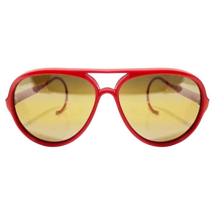 1980s Rossignol Mirrored Ski Red Adjustable Sunglasses
