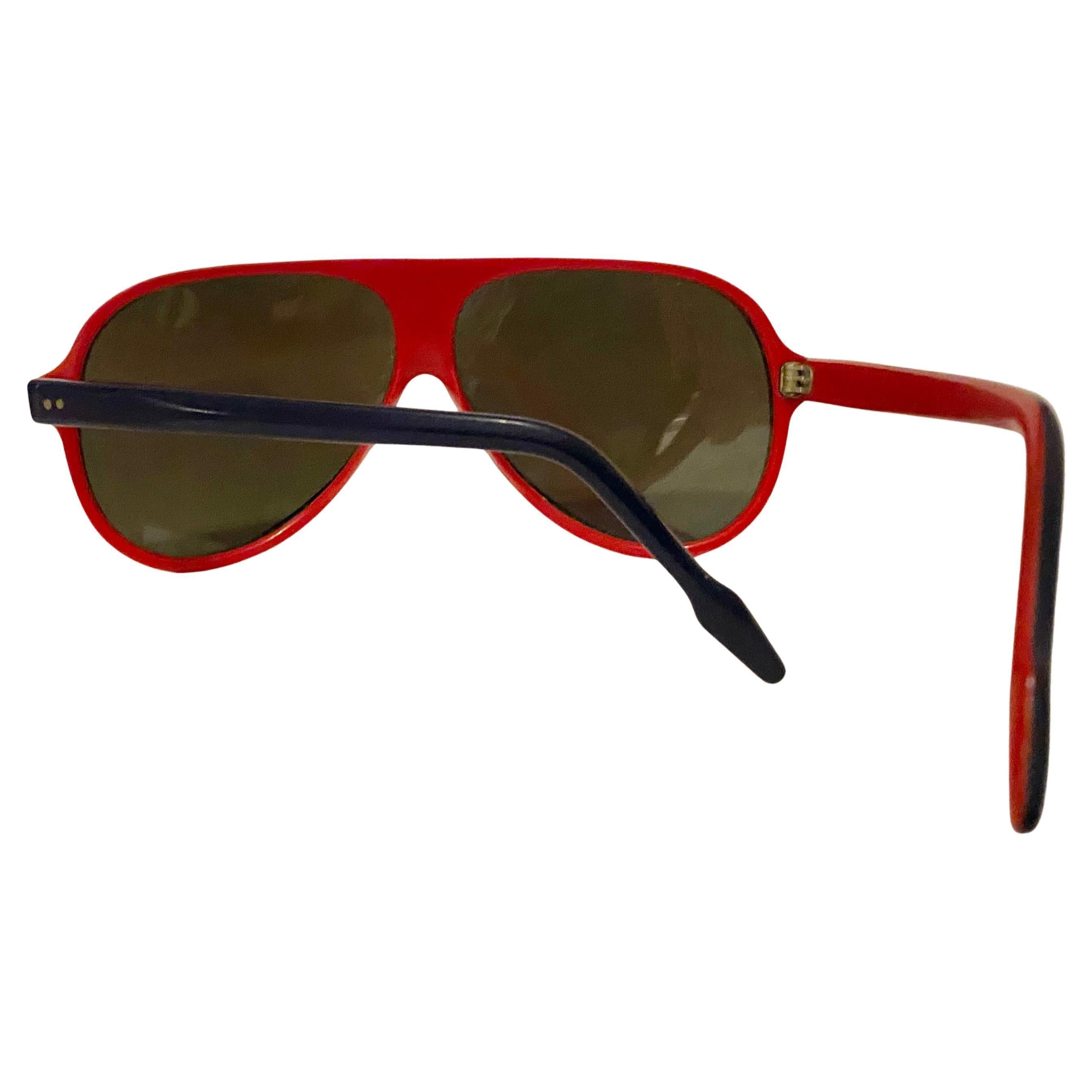 Bleu Lunettes de soleil Rossignol Solar miroirs bleu rouge blanc des années 80