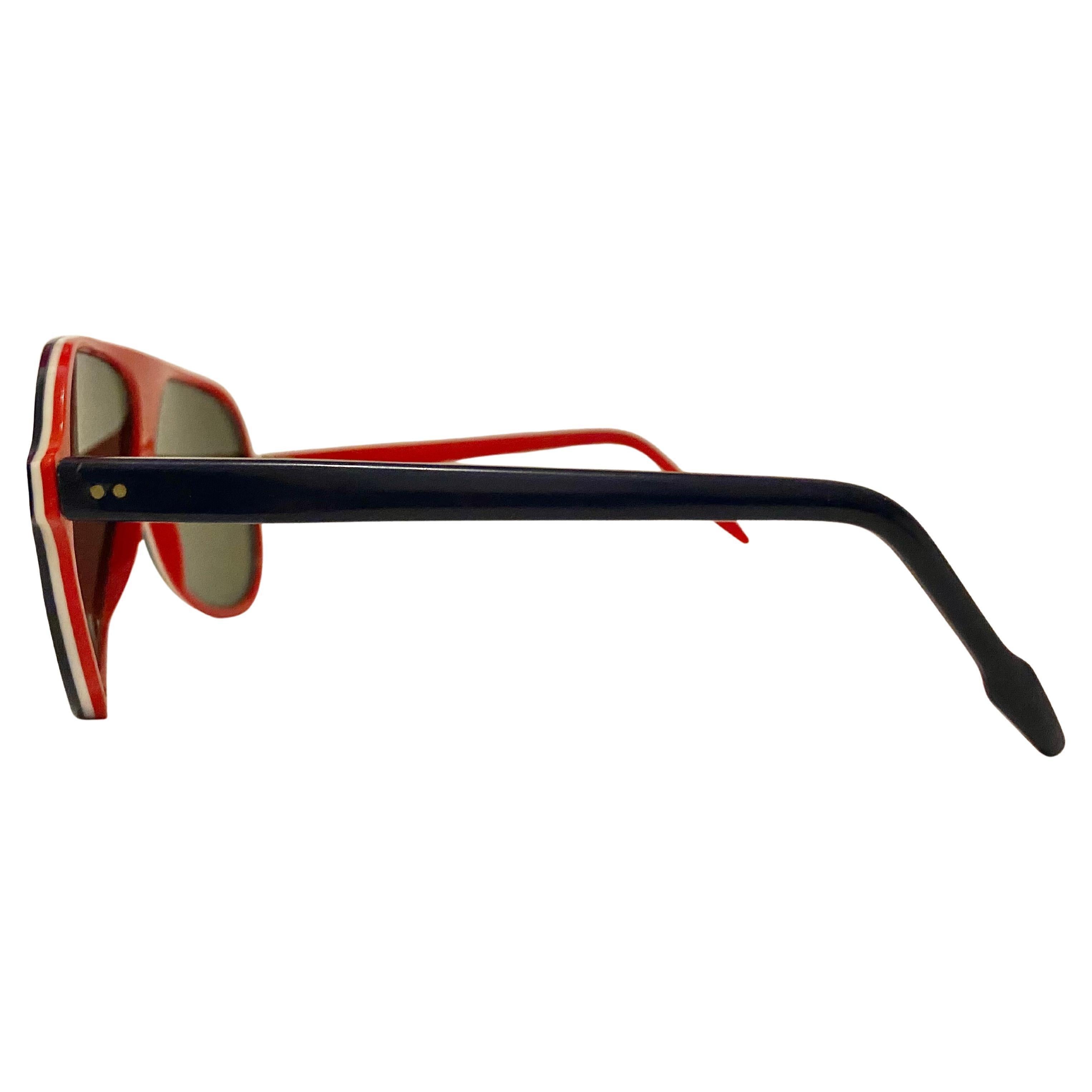 Lunettes de soleil Rossignol Solar miroirs bleu rouge blanc des années 80 Bon état à London, GB