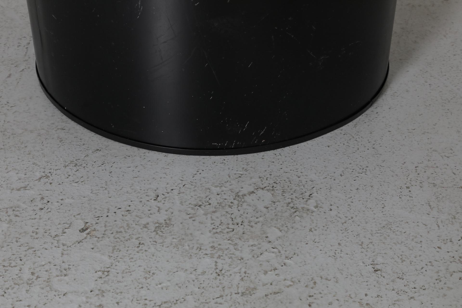 1980s Round Metaform Marble Top Coffee Table with Wide Black Enameled Drum Base For Sale 6