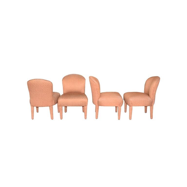 American 1980s Round Post Modern Pink Stone and Rose Gold Dining Set, Seats 4