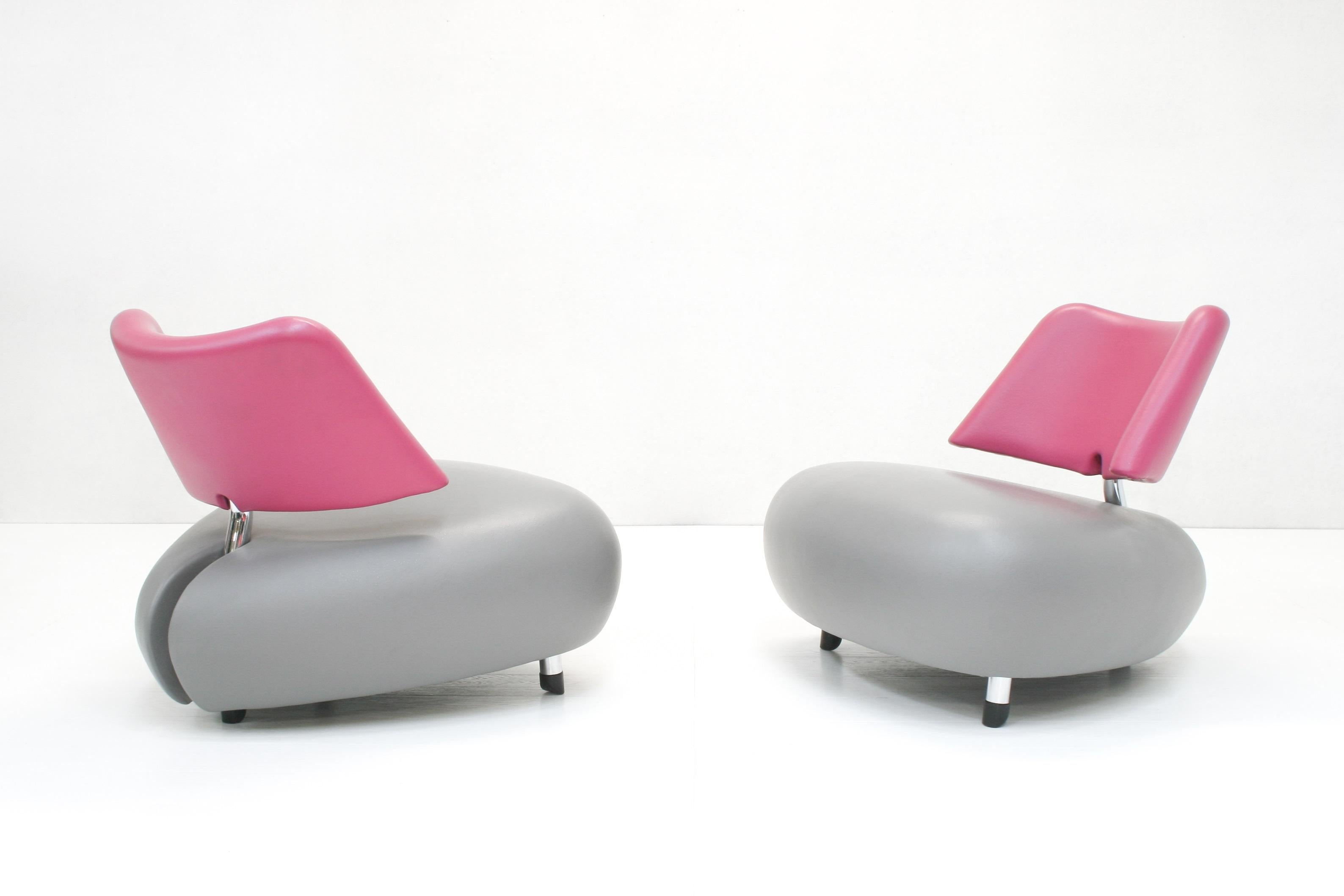 Post-Modern 1980s Rubber Pallone Pa Lounge Chairs by Roy De Scheemaker for Leolux, Set of 2 For Sale