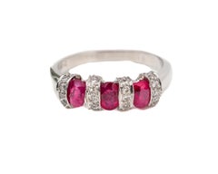 1980s Ruby and Diamond Ring in 18 Karat White Gold