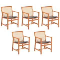 1980s Rud Thygesen and Johnny Sorensen Set of Five King Series Cherry Armchairs