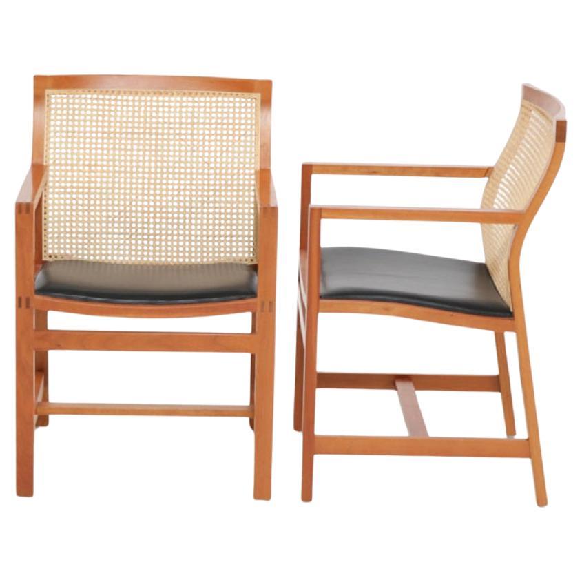 1980s Rud Thygesen and Johnny Sorensen Set of Two King Series Cherry Armchairs