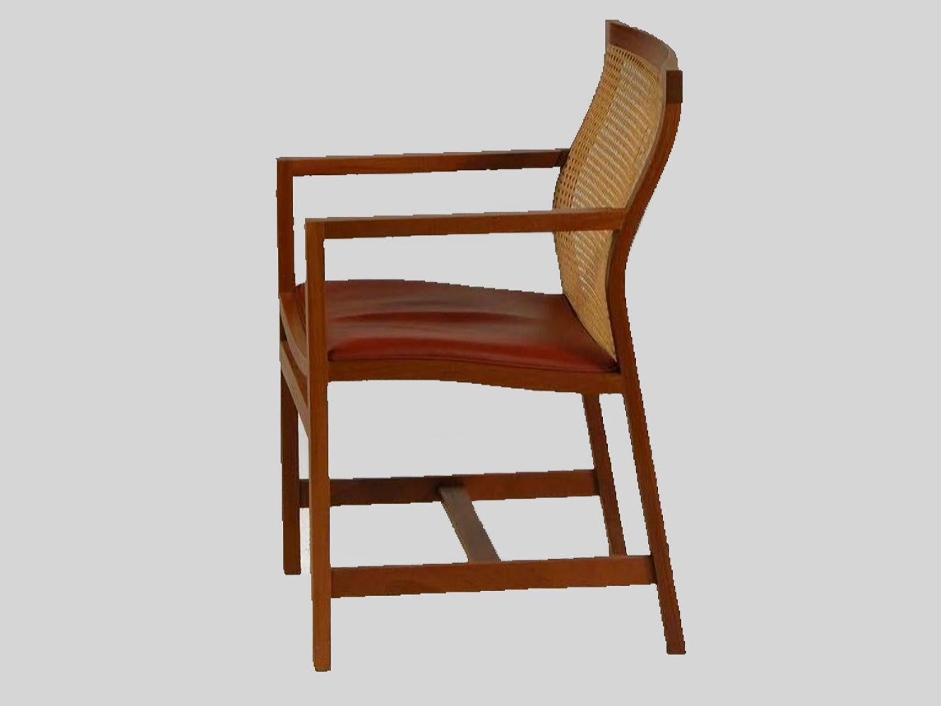 Woodwork 1980s Rud Thygesen and Johnny Sørensen Desk and Chair, Mahogany and Red Leather