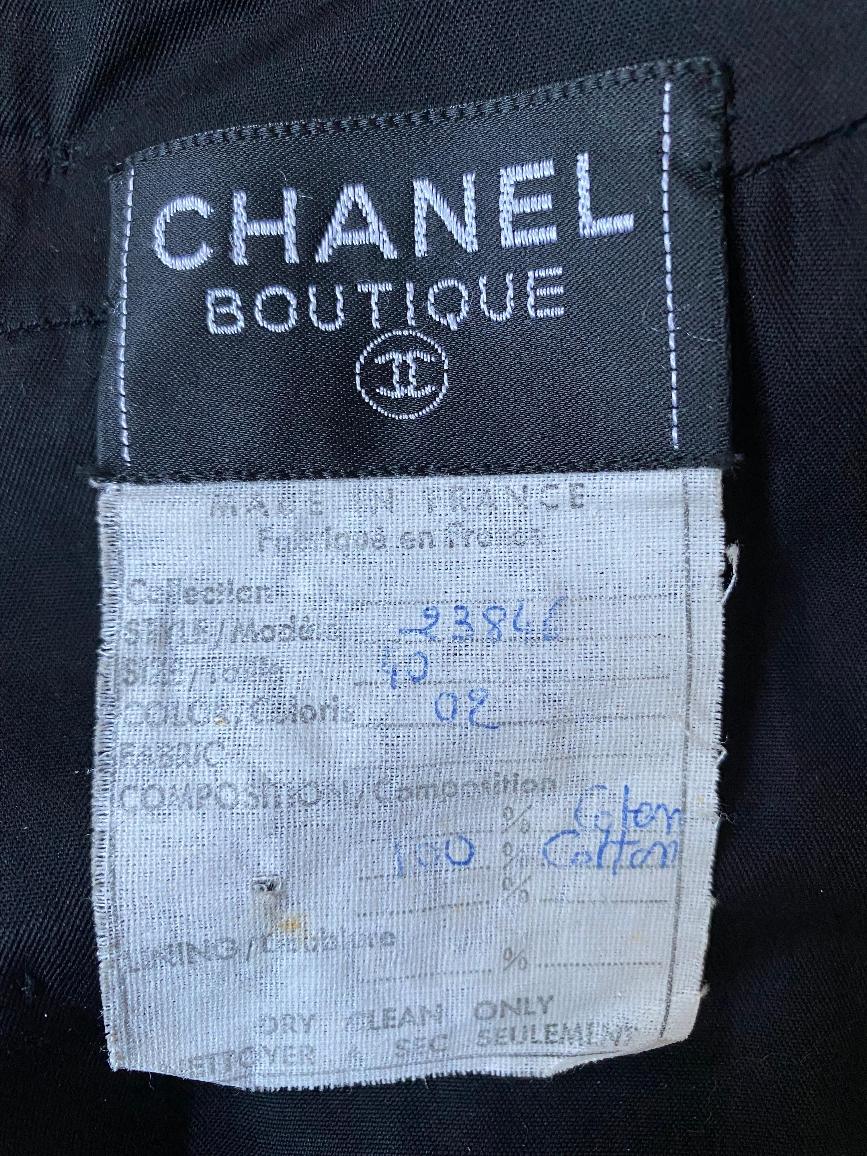 1986 Runway Chanel - Robe péplum en coton noir en vente 3